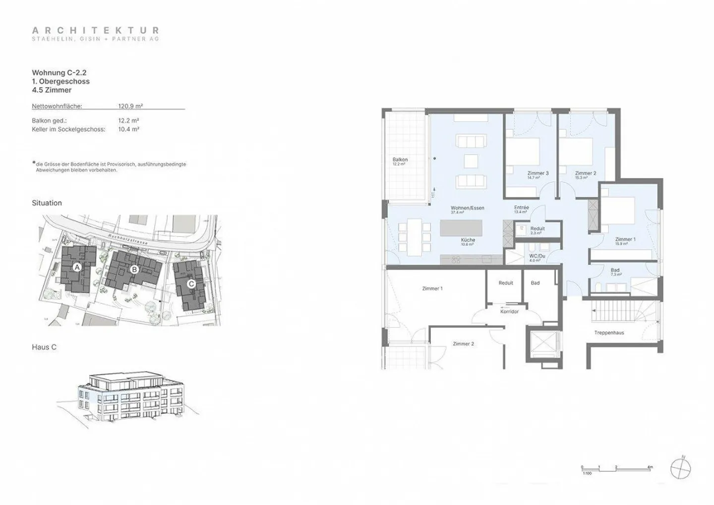 Appartement neuf lumineux et calme dans un bel emplacement N-O (C-2.2) - Photo 3 sur 6