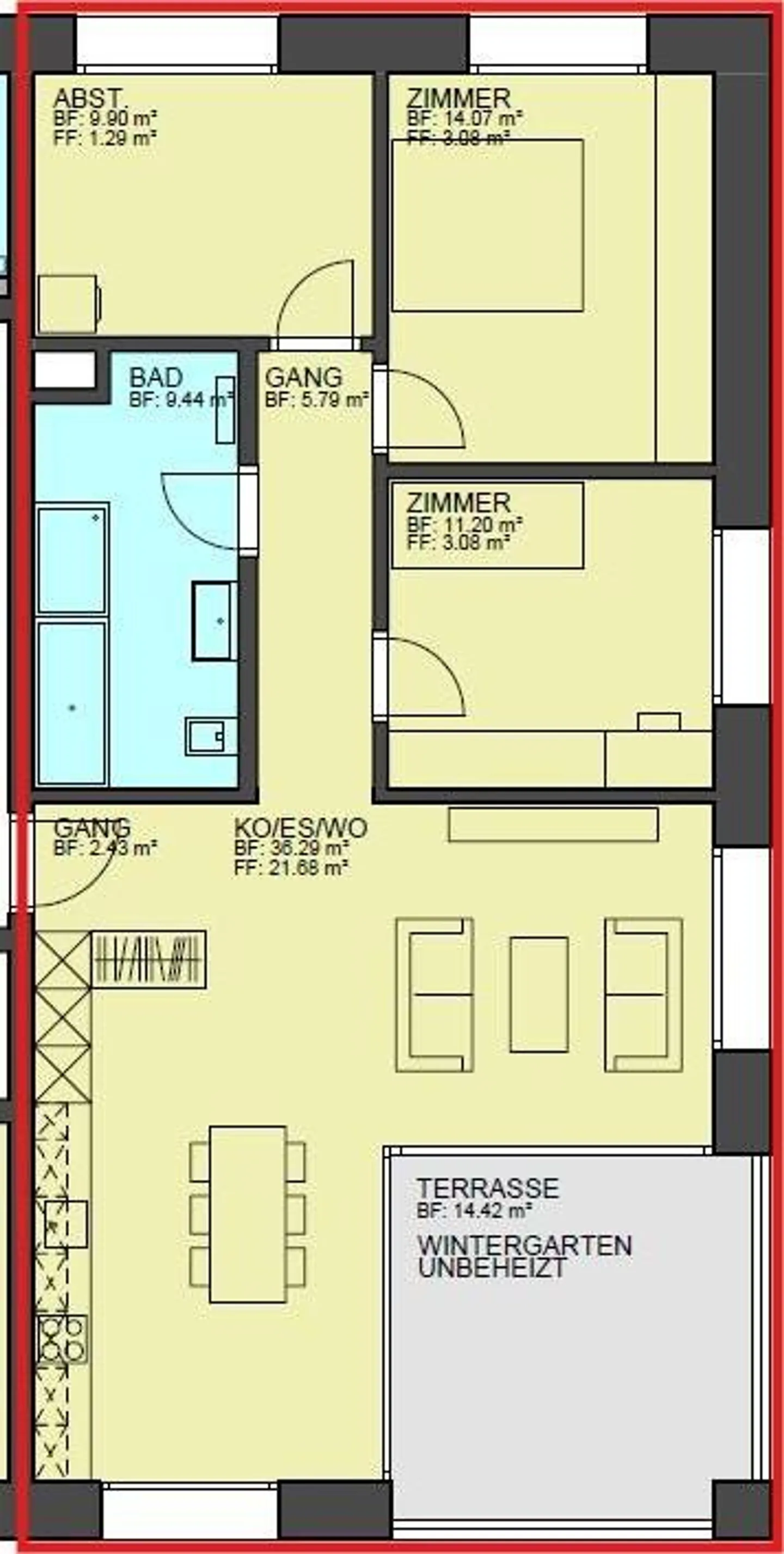 Appartement moderne de 3,5 pièces avec véranda et intérieur élégant - Photo 14 sur 14