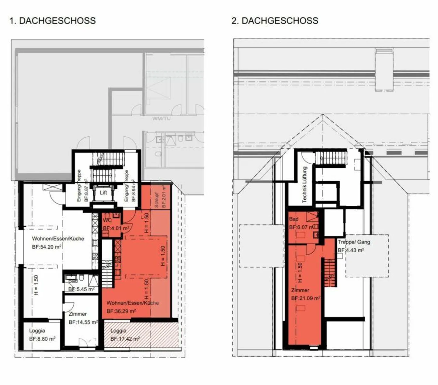 Appartement en duplex de 2,5 pièces au dernier étage n° 502 - Photo 3 sur 4