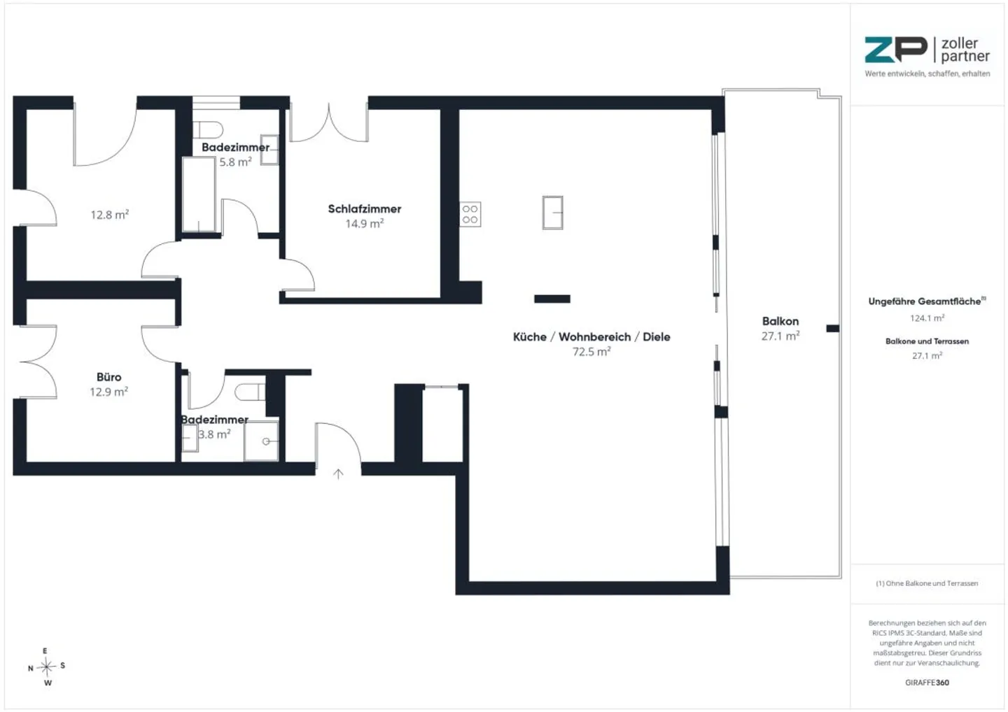 Vivre généreusement - Appartement de 4,5 pièces avec 124 m² et grand balcon - Photo 19 sur 19