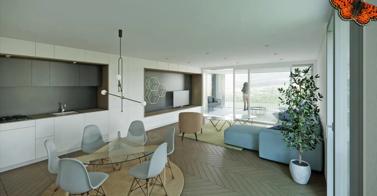 Helle 3½-Zimmer-Wohnung im 1. Stock mit großem Südbalkon! - Foto 2 von 9
