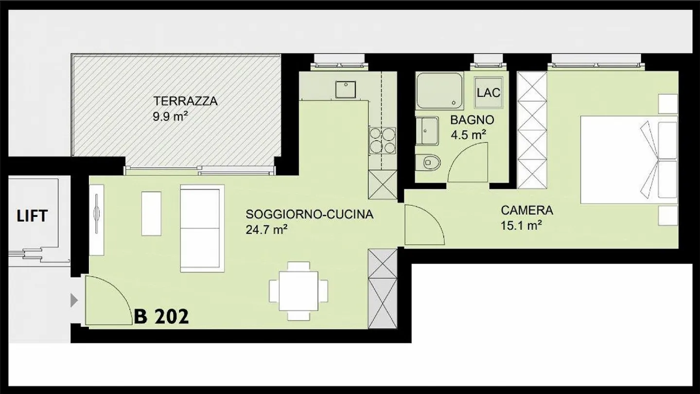 Untermieter ab 01.05.2026 für 2,5 Zimmer 250m von der Station und SUPSI - Foto 5 von 5