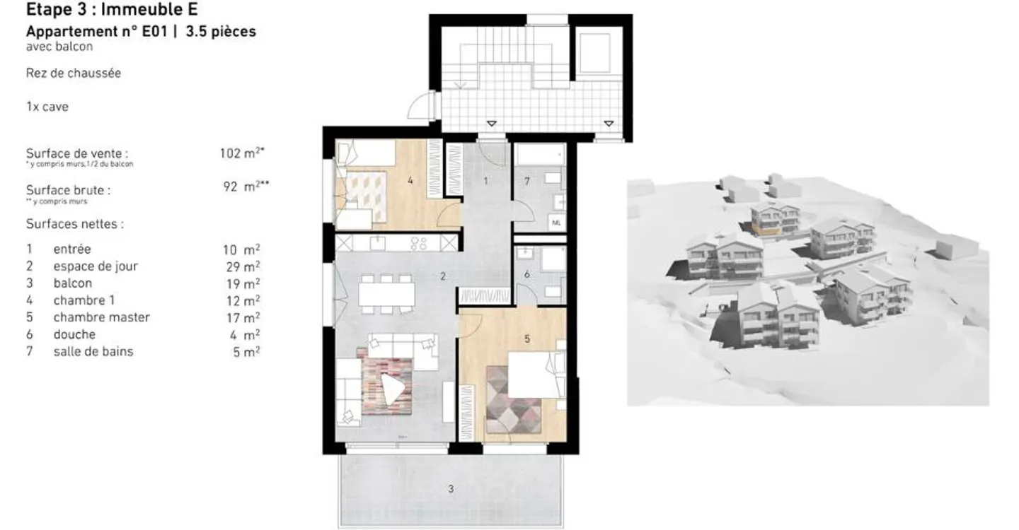 New 3.5-room apartment (upper ground floor) - Lens - Photo 6 of 6