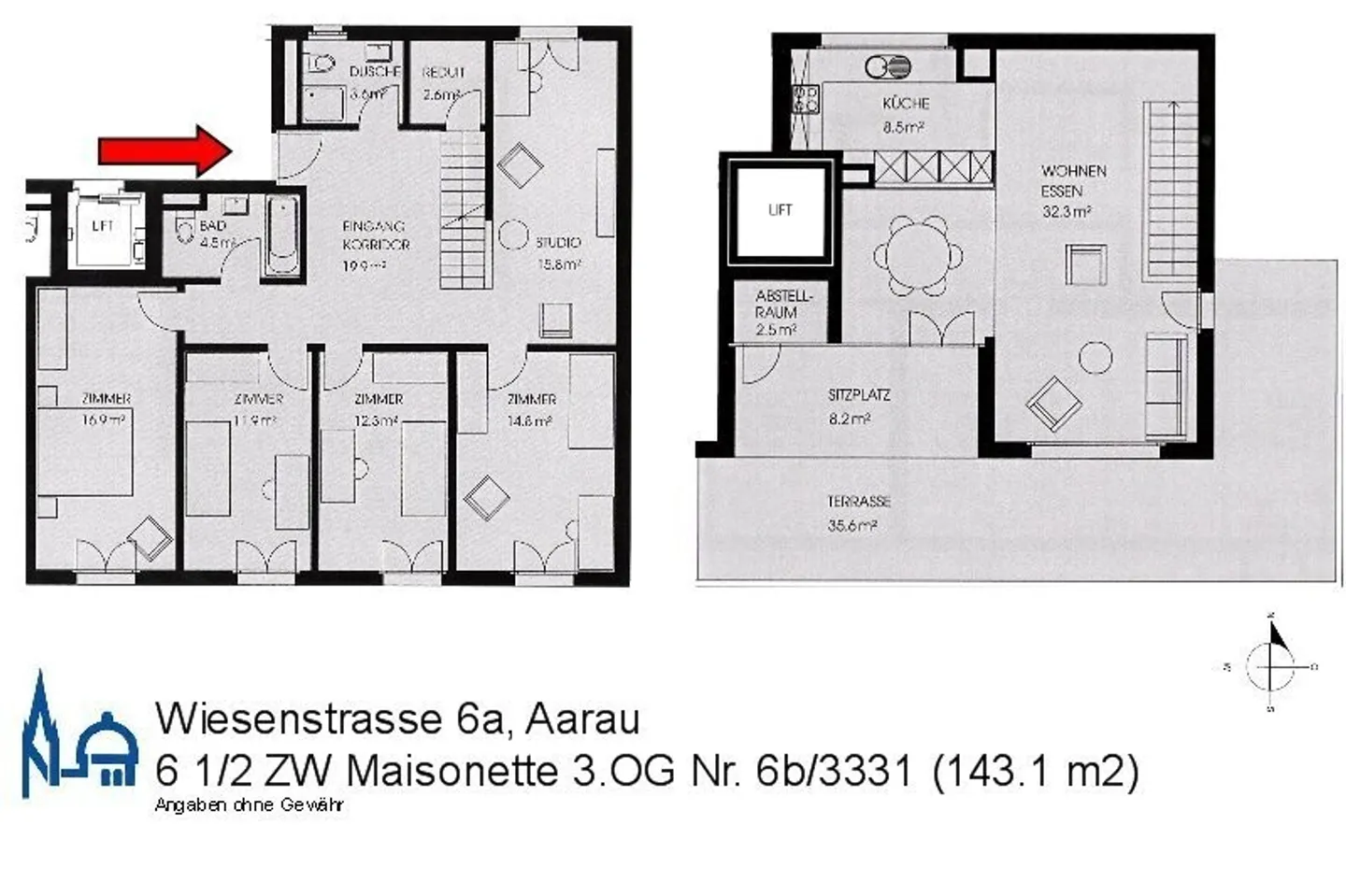 Stilvolle, moderne 6 ½-Zimmer-Maisonettewohnung, 143m2 - Foto 6 von 7
