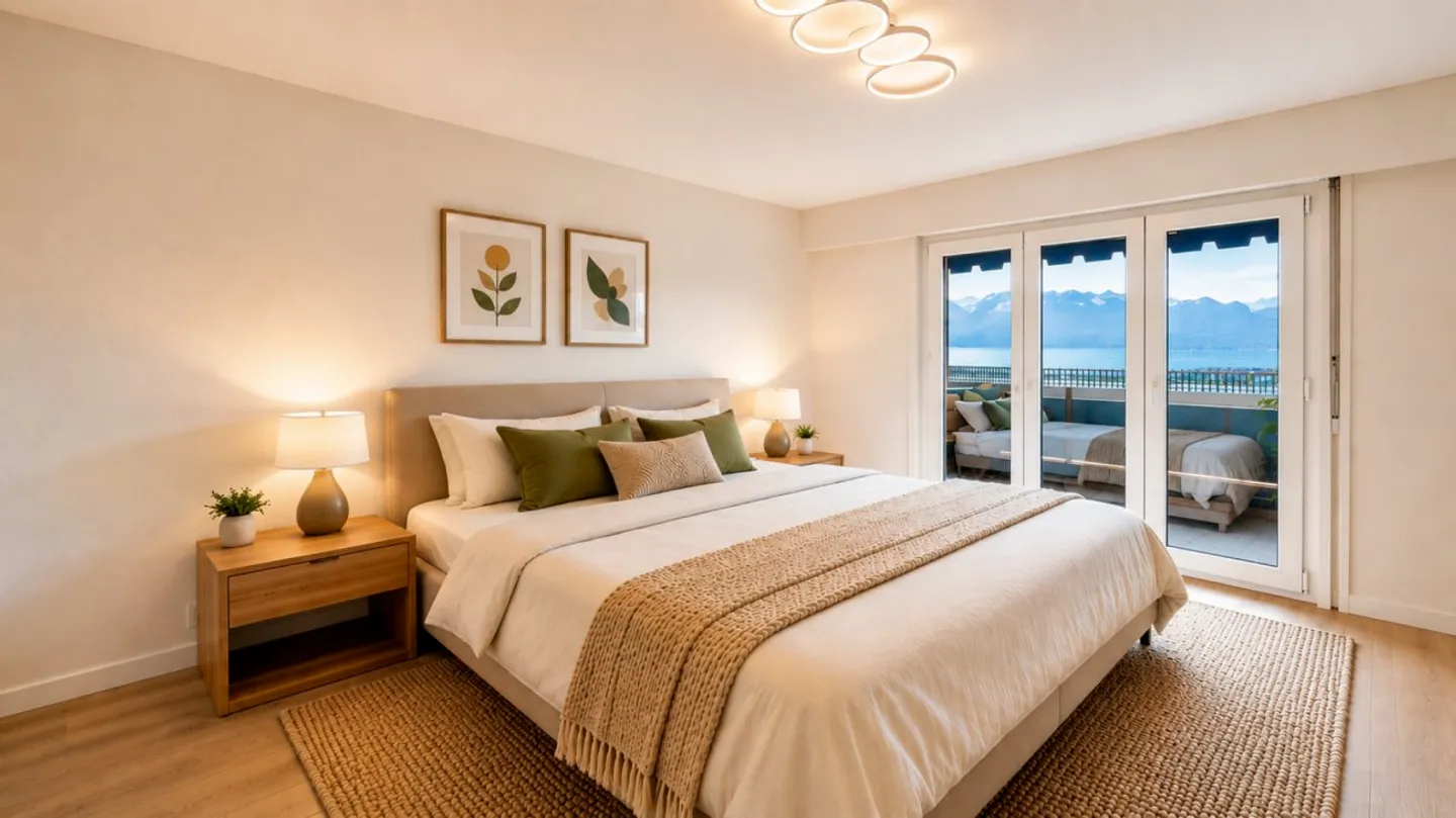 Bel appartement rénové de 3,5 pièces avec vue imprenable sur le lac - Photo 3 sur 7
