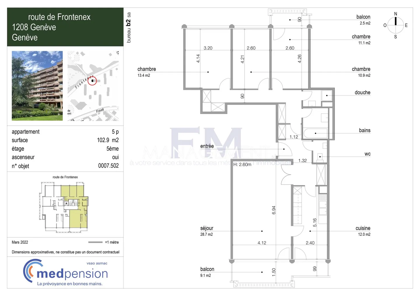 Route de Frontenex - 5 rooms of approx. 103 m² on the 5th floor - Photo 15 of 15