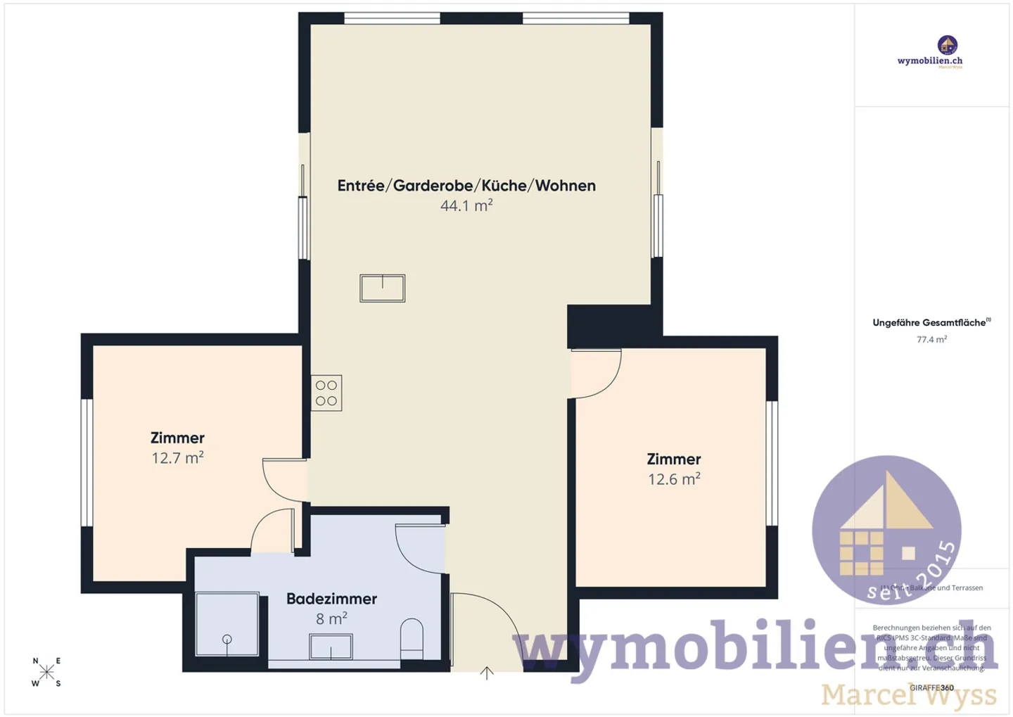 Appartamento 3.5 locali ristrutturato di alta qualità con 2 terrazze + cucina XXL - Foto 12 di 13