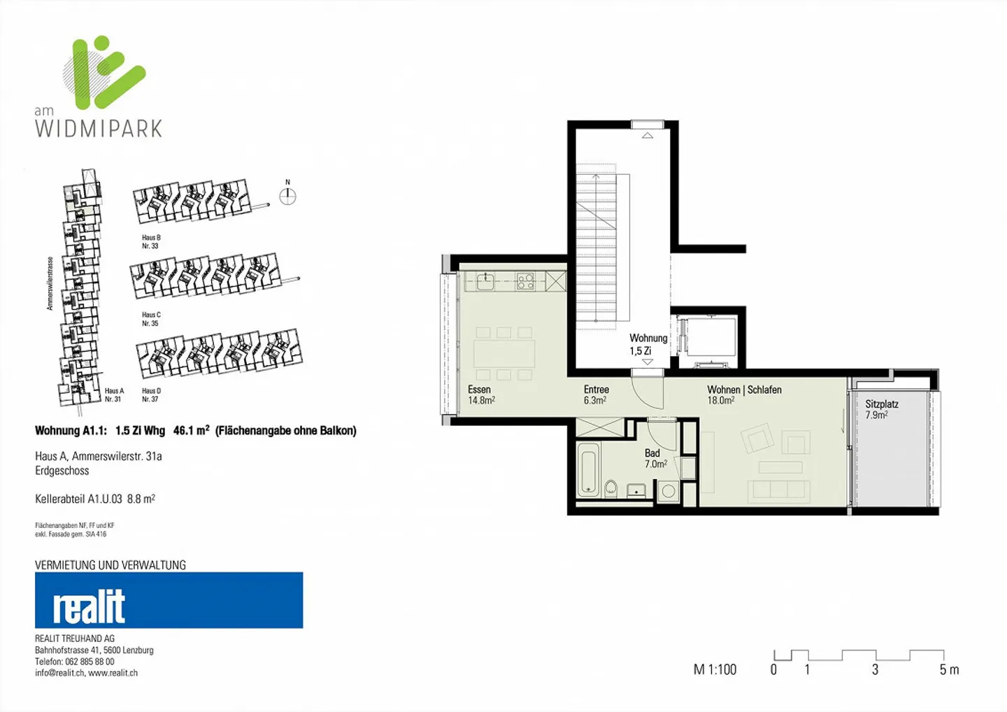 Practical 1.5 room apartment in idyllic surroundings - Photo 4 of 4