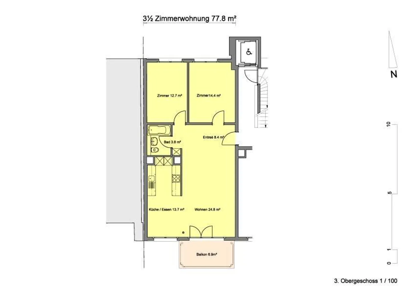 Bright and quiet 3.5-room apartment with balcony - Photo 8 of 8