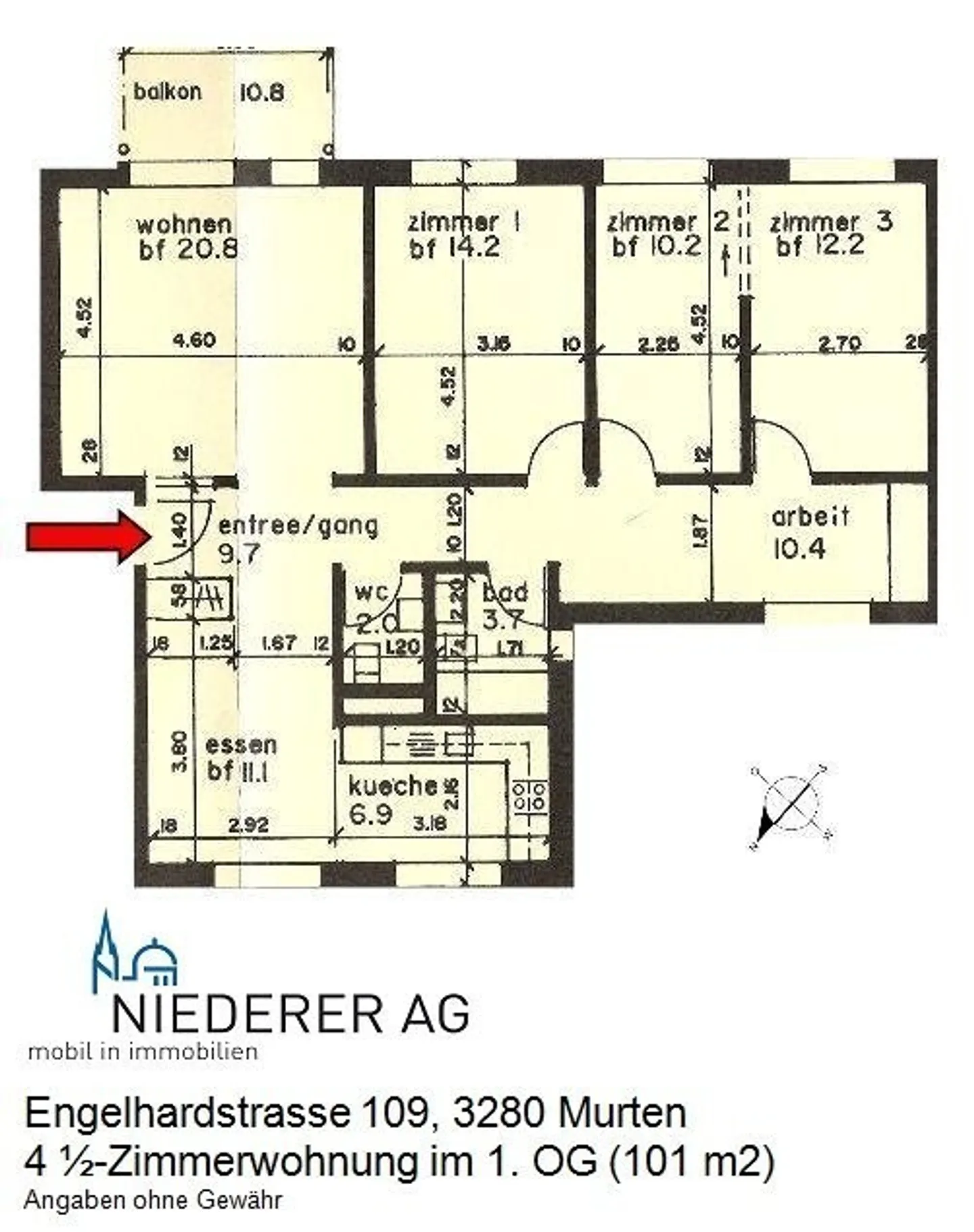 Appartement calme de 4,5 pièces de 97 m² au dernier étage du 2ème étage - Photo 12 sur 12