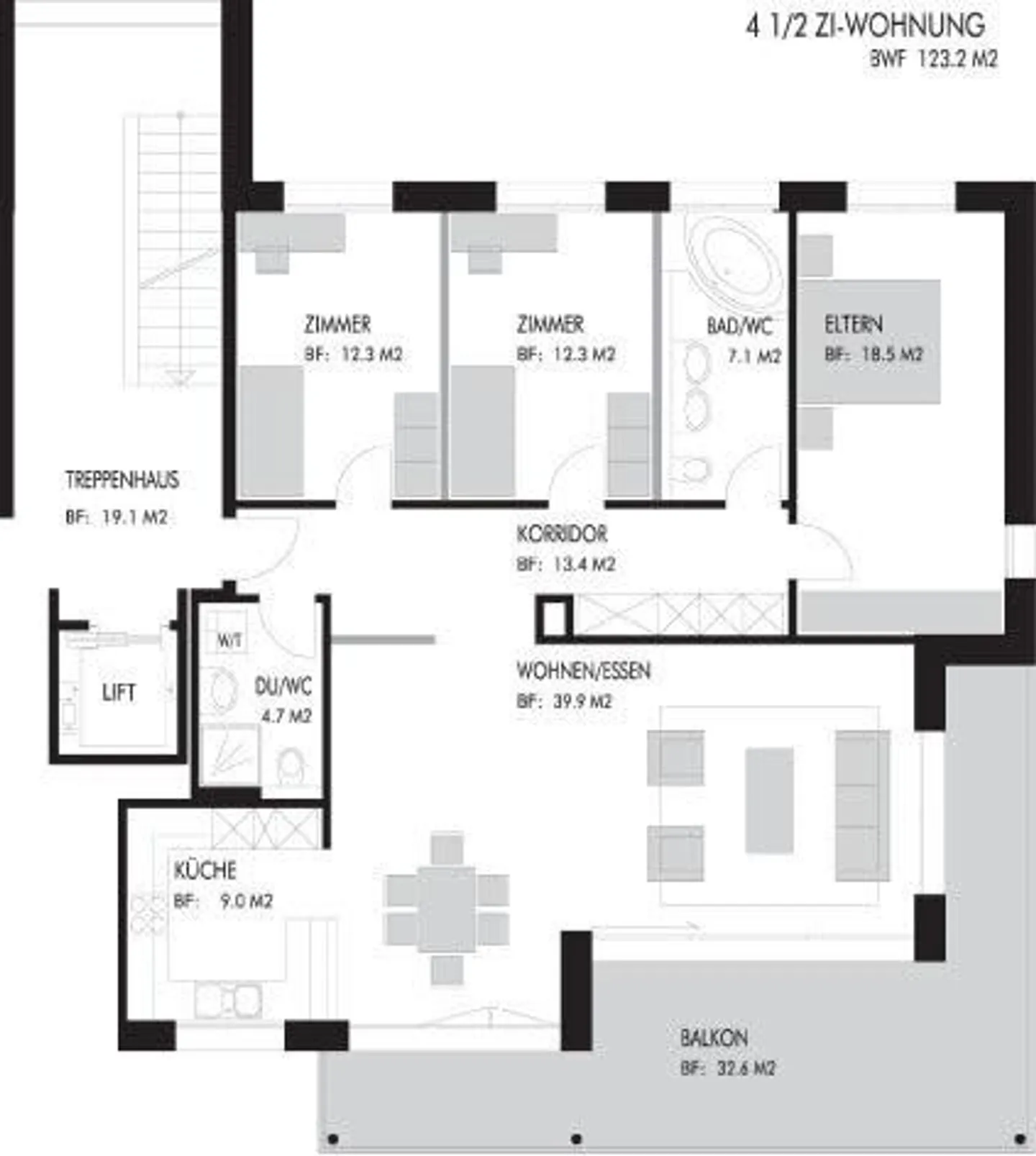 Appartamento di 4,5 stanze in un quartiere adatto alle famiglie e tranquillo - Foto 7 di 8