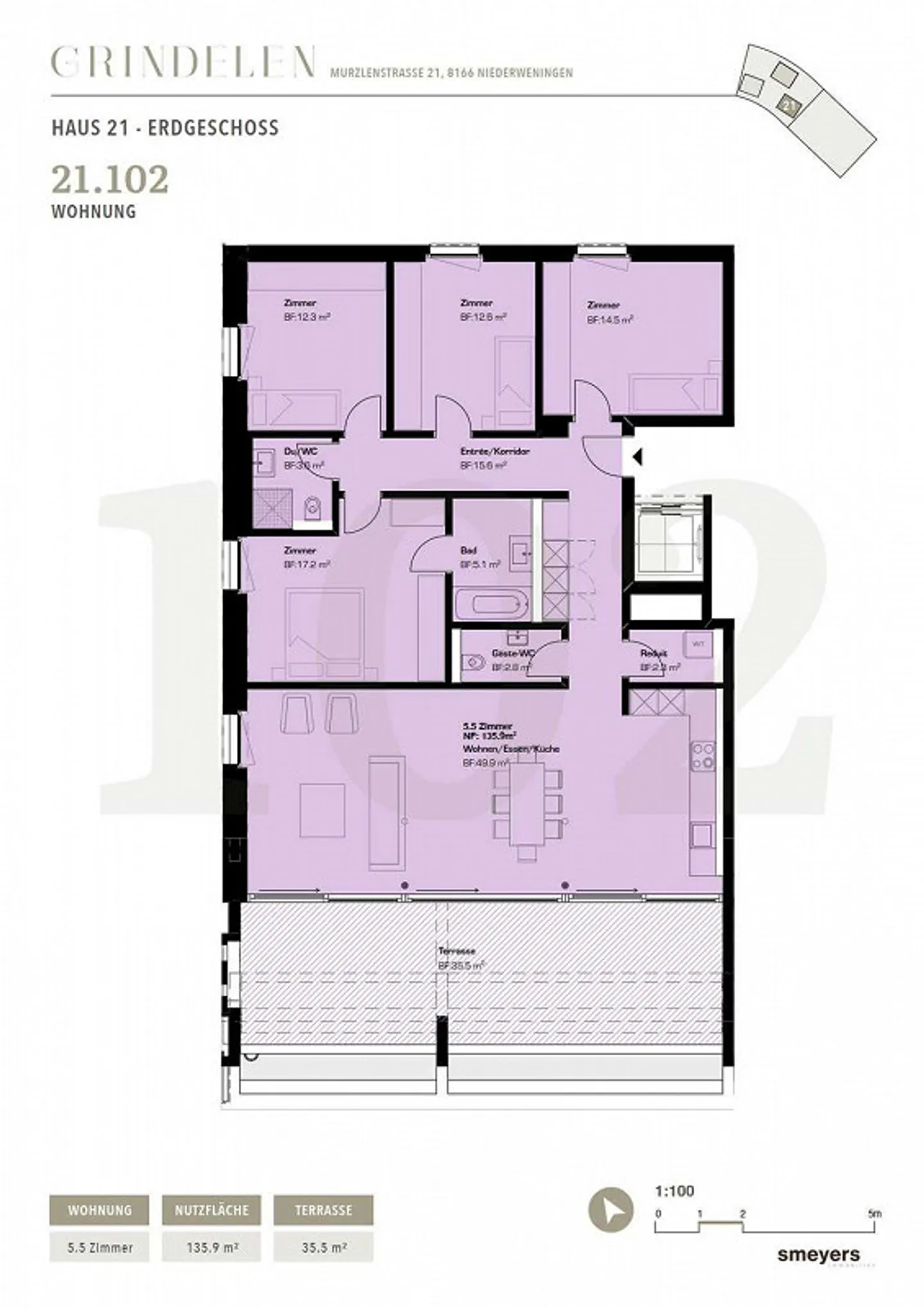 Modern, bright 5.5 room apartment with a 35.5 m² large terrace - Photo 10 of 10