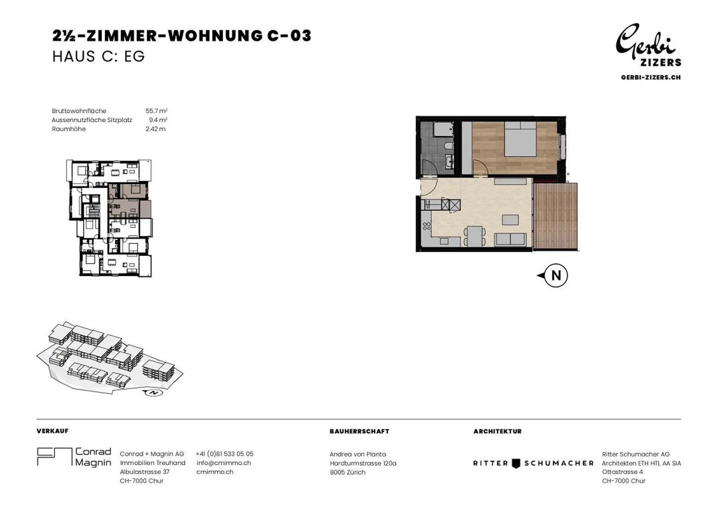 Moderne 2.5-Zimmerwohnung in Zizers - Foto 7 von 8