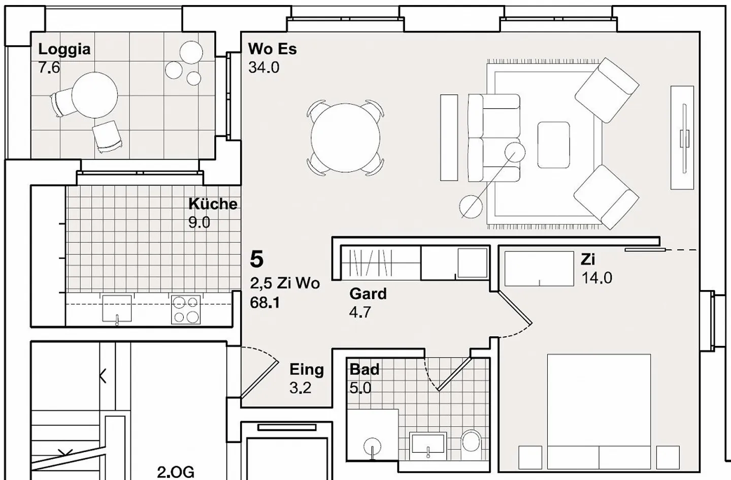 2.5 Rooms, 68 m², 2nd Floor - Photo 4 of 4