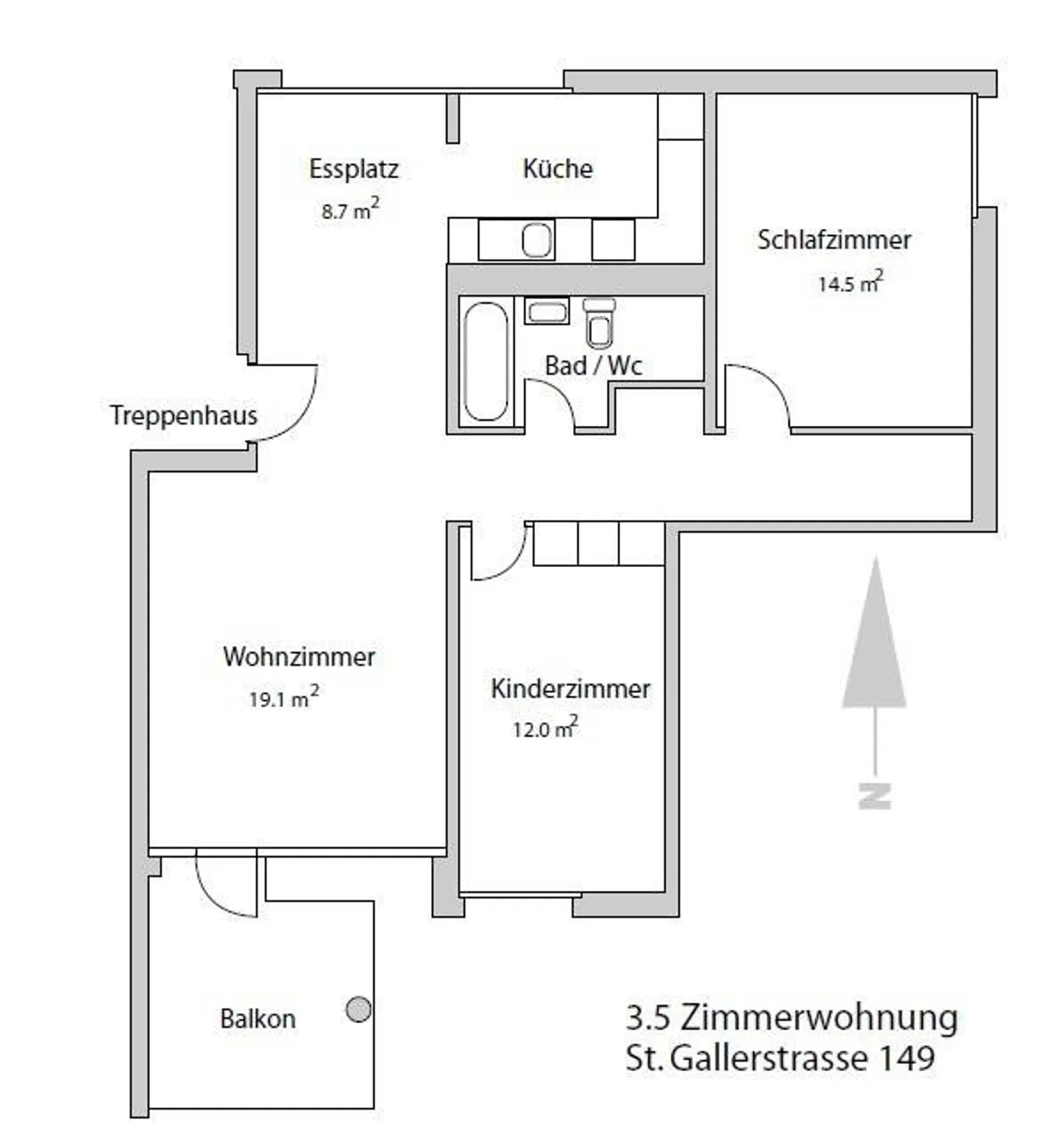 3.5-Zimmerwohnung in schönster Umgebung - Foto 7 von 8