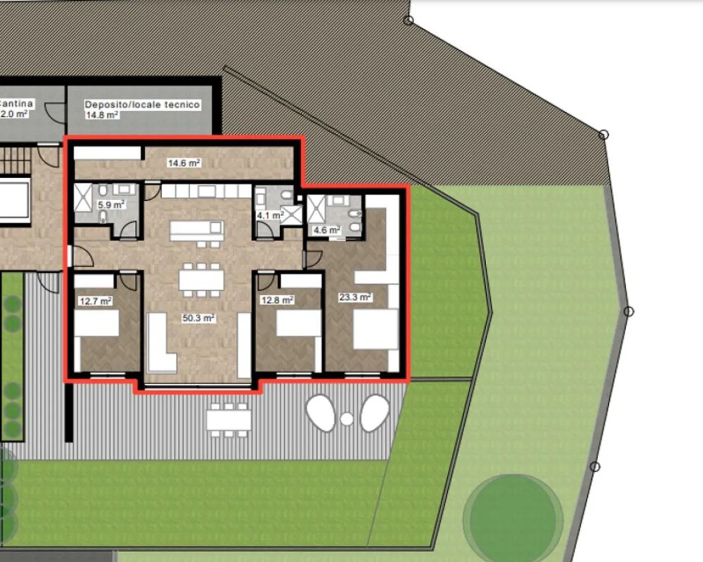 Interesting project for a 4 ½-room apartment with garden - Photo 3 of 3