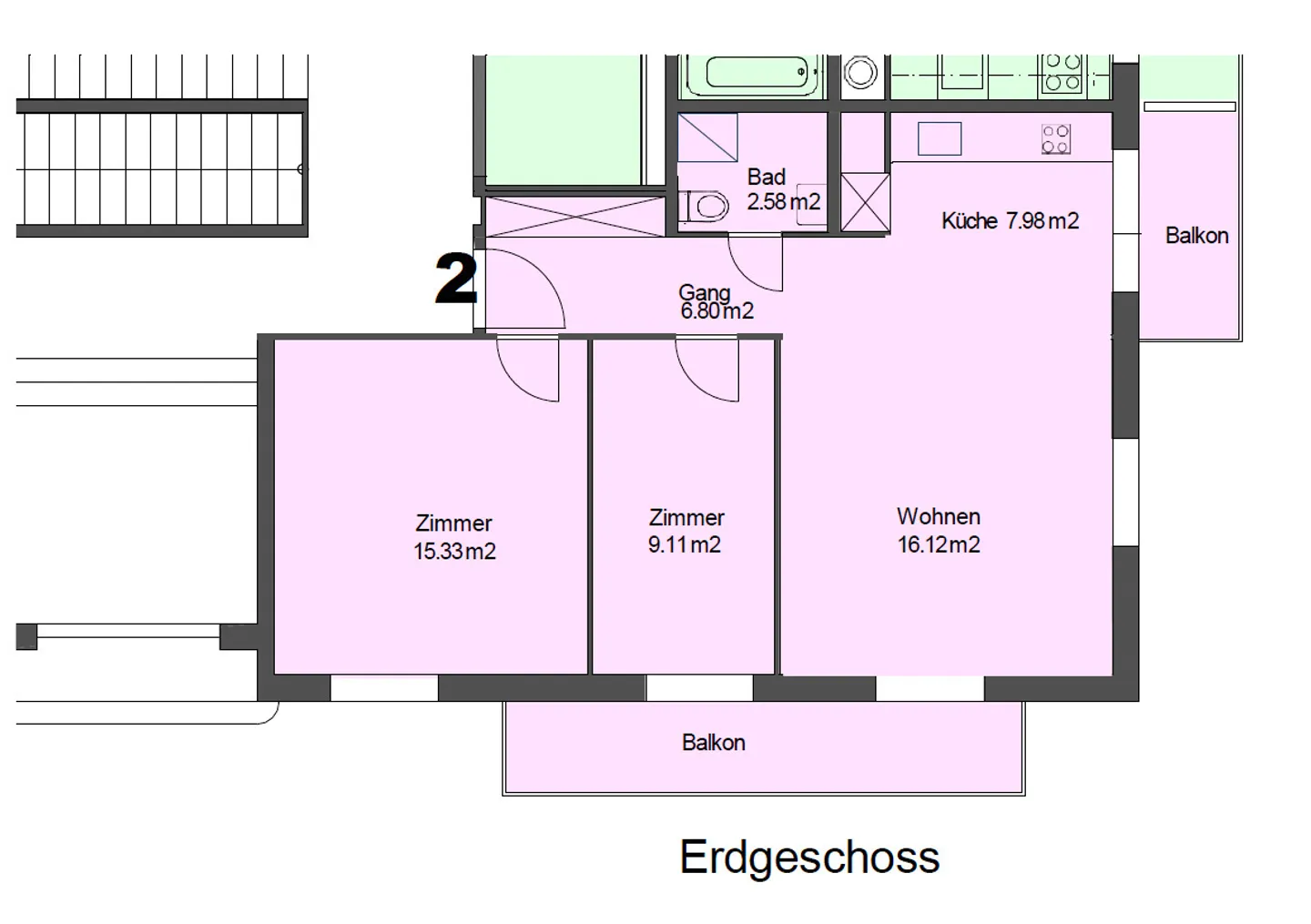 Appartement 3.5 pièces Rez-de-chaussée - Quartier résidentiel urbain - Photo 3 sur 5