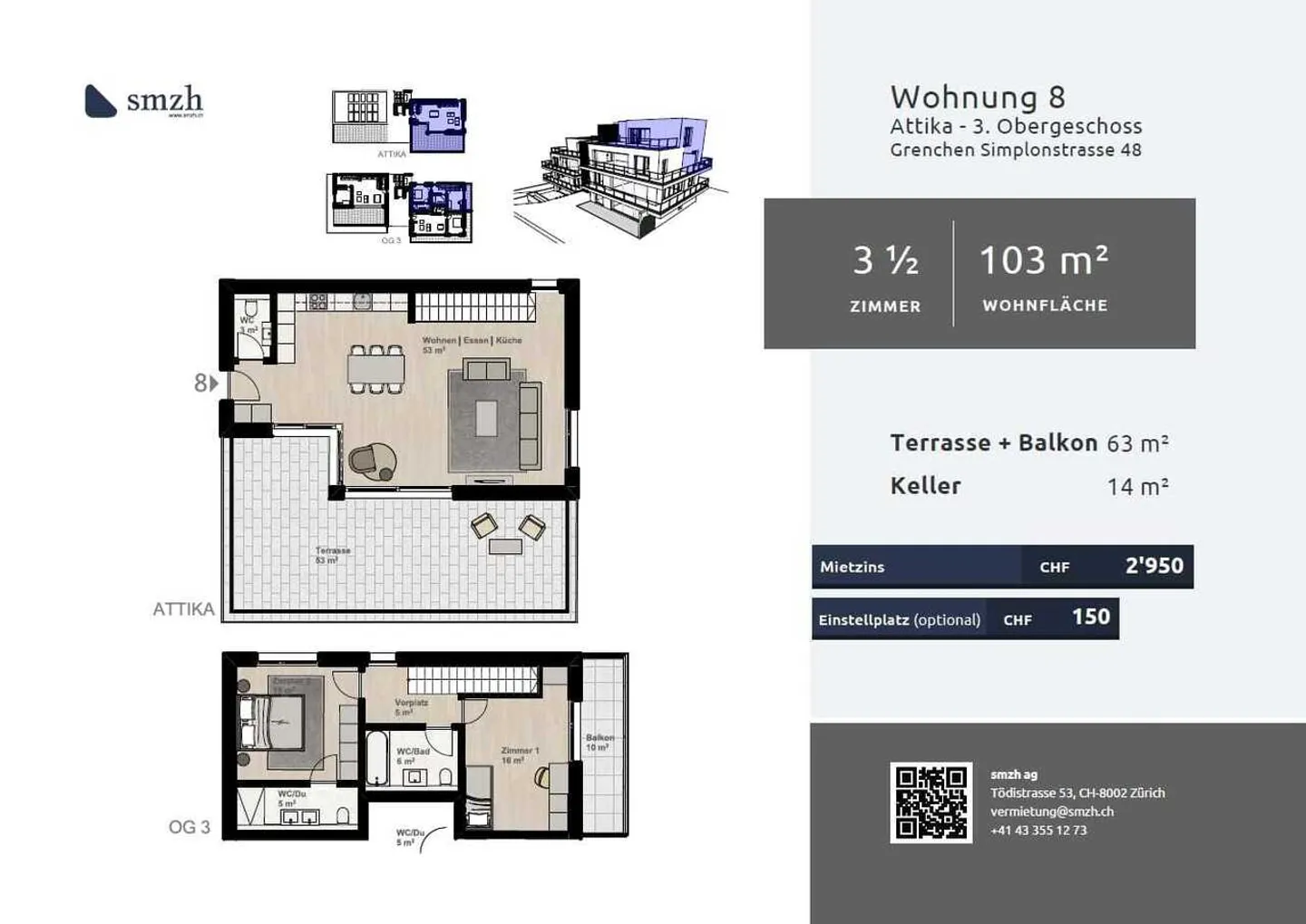 Maisonette moderne de 3,5 pièces avec terrasse à Grenchen - Photo 2 sur 12