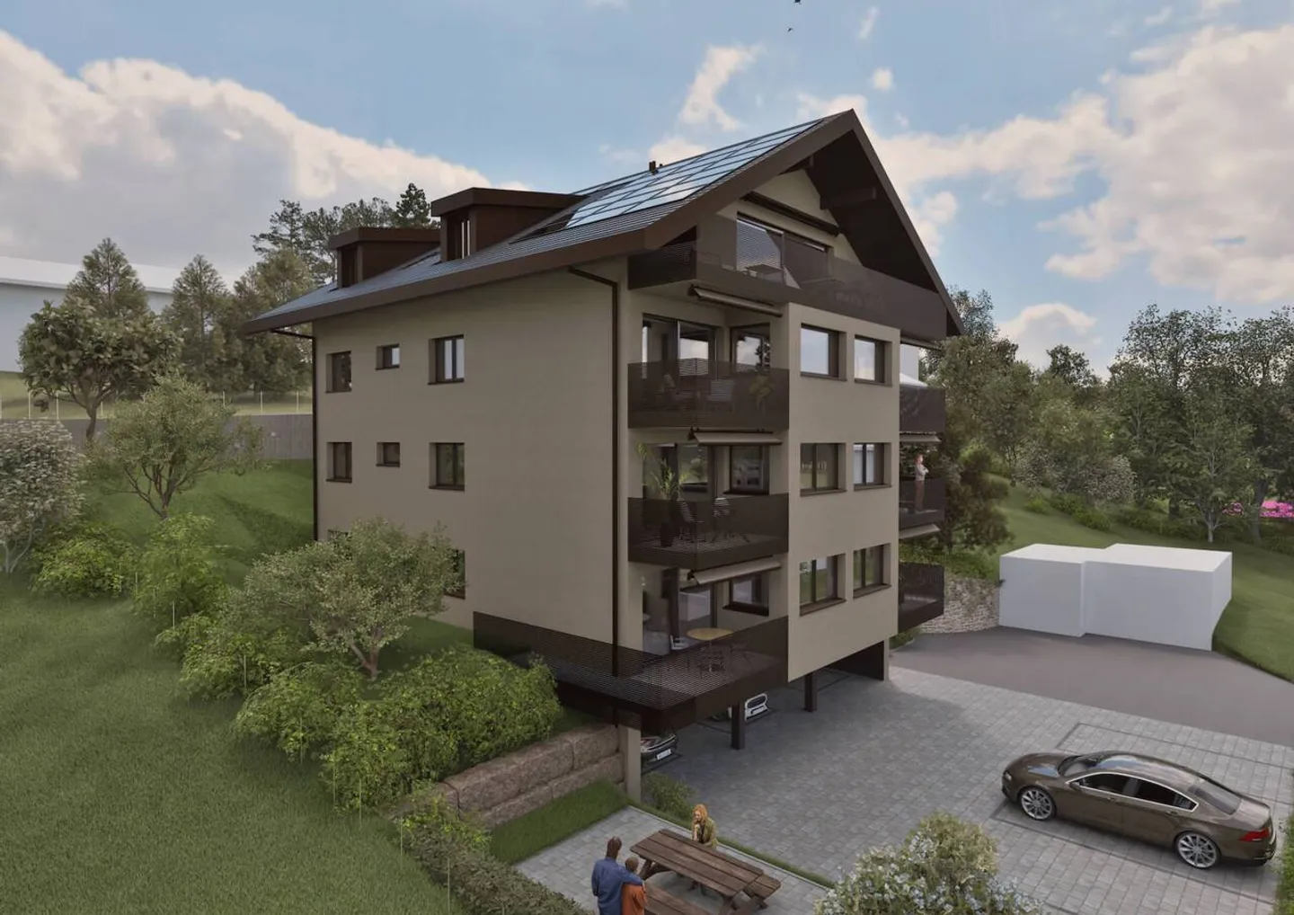 Wunderschöne neue 4½-Zimmer-Wohnung im oberen Erdgeschoss mit 2 Balkonen, privatem Garten und freiem Blick - Foto 1 von 9