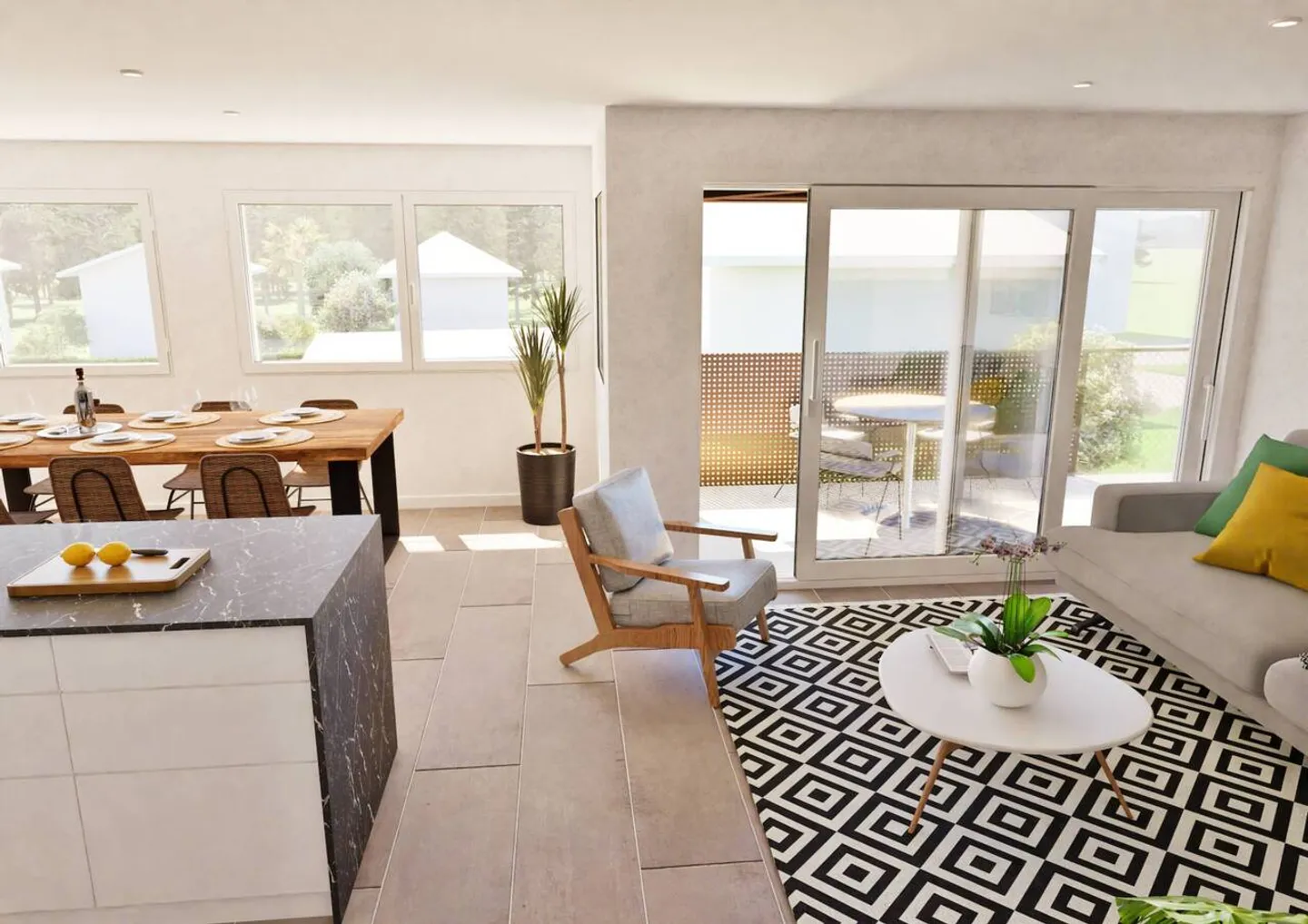 Wunderschöne neue 4½-Zimmer-Wohnung im oberen Erdgeschoss mit 2 Balkonen, privatem Garten und freiem Blick - Foto 4 von 9