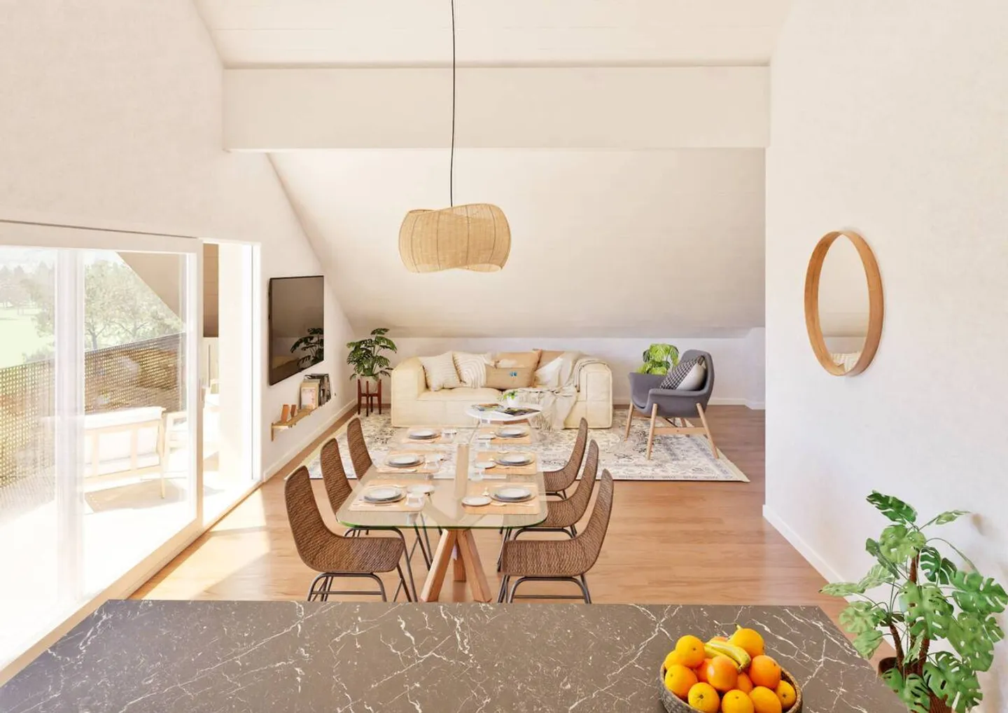 Wunderschöne neue Dachgeschosswohnung mit 4½ im Dachgeschoss mit Balkon und freiem Blick - Foto 5 von 10