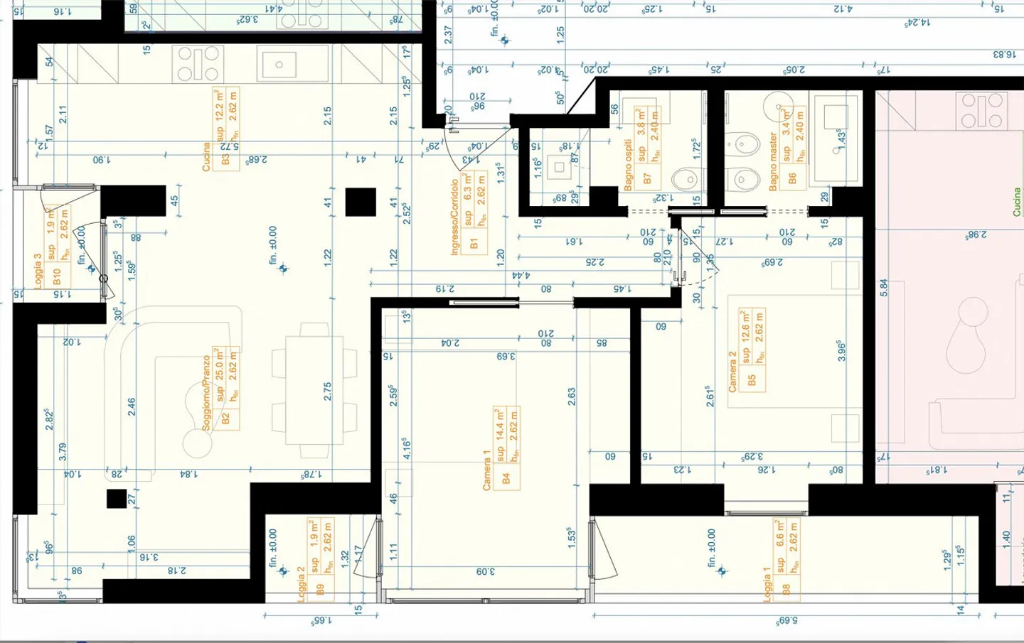 Renovierte 3.5-Zimmer-Wohnung mit 3 Terrassen in Cassarate - Foto 4 von 5