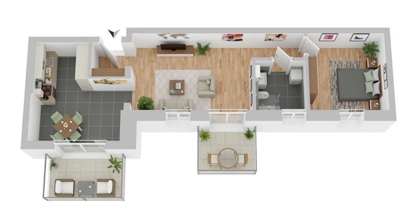 Elegante appartamento di 2,5 stanze con balcone - Foto 3 di 7