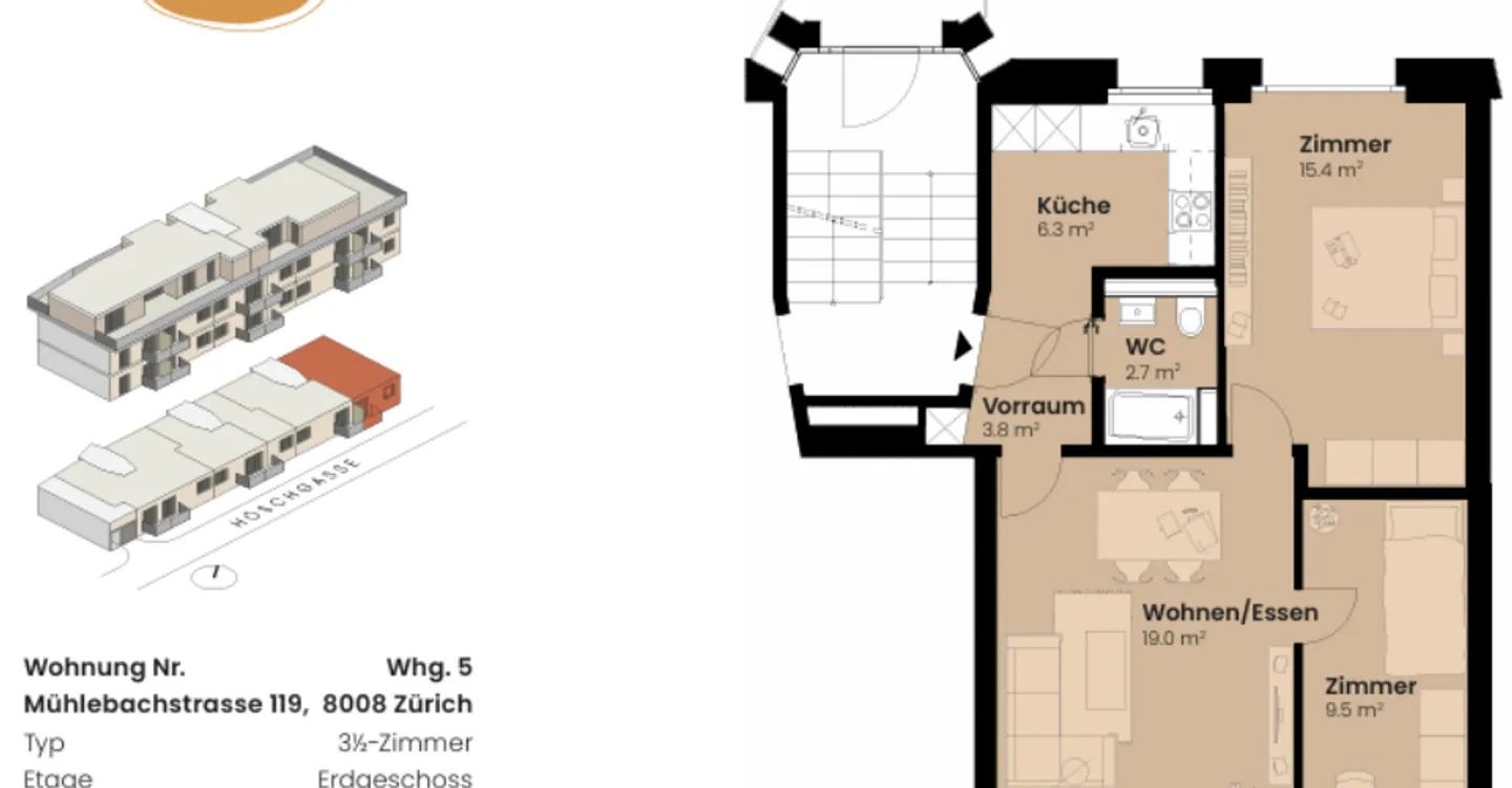 Appartamento 3.5 locali con giardino a Seefeld / nuova costruzione / Zurigo - Foto 8 di 9