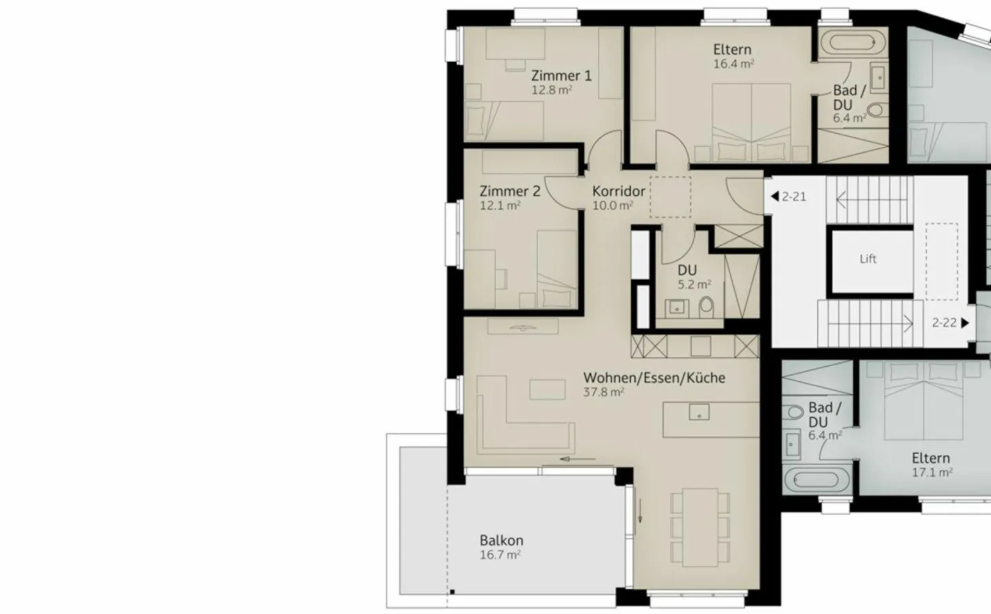 128 m² | Appartement sous les combles de 4,5 pièces - Photo 7 sur 10