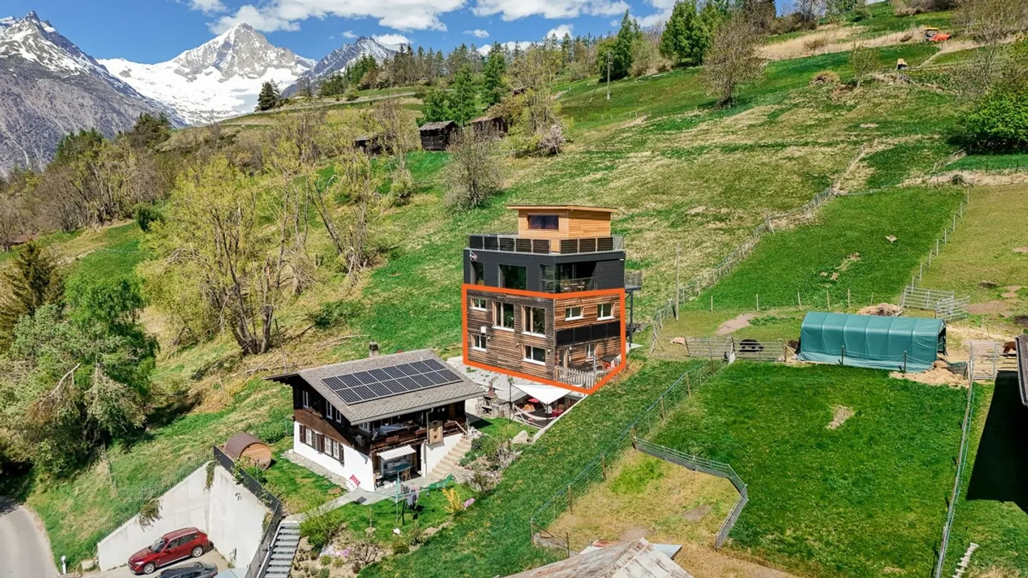 Moderno appartamento di 4,5 stanze con vista ottimale a Bürchen - Foto 1 di 13