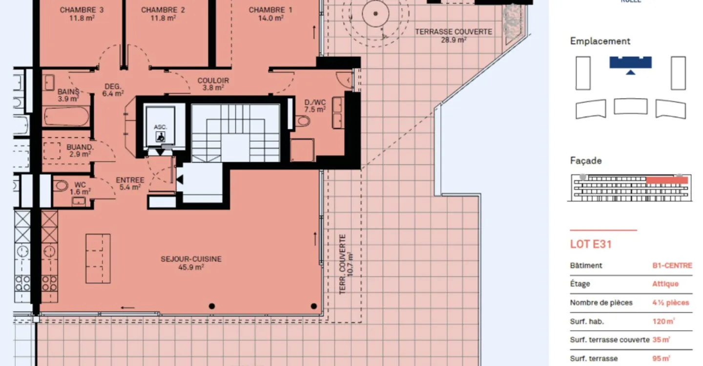 Attique neuf et moderne avec une terrasse rooftop de 95m2 - Photo 7 sur 8