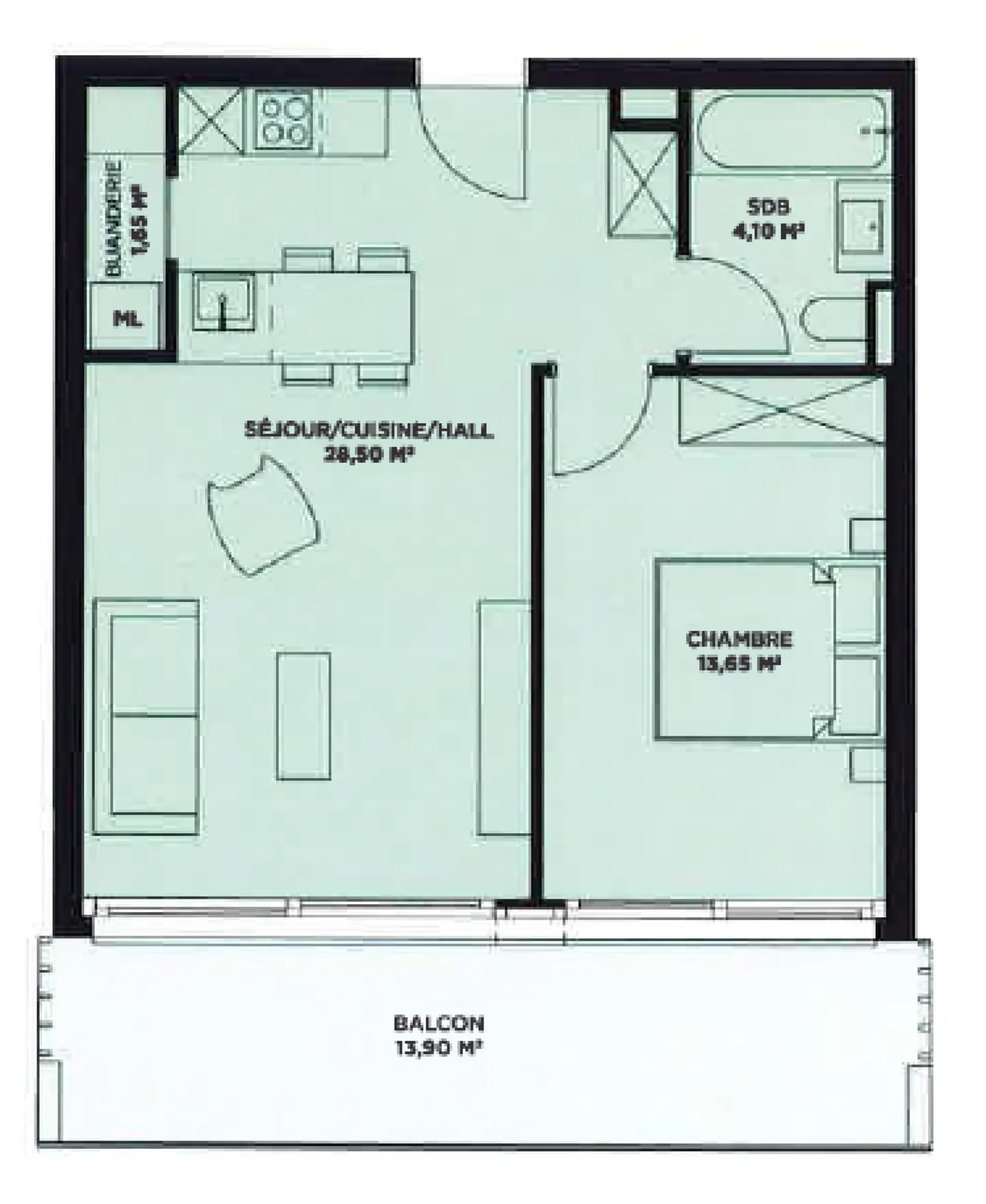 Appartement récent et lumineux de 2 pièces, avec vue et  grande terrasse - Photo 11 sur 11