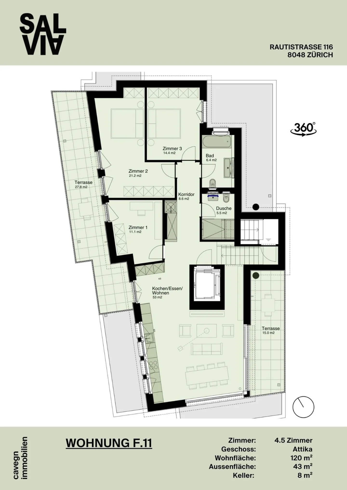 Nuova costruzione: appartamento attico di 4,5 stanze con due terrazze sul tetto - Foto 7 di 8