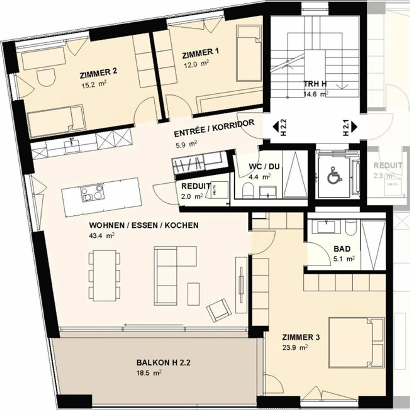 «H2.2 I 4,5-Zimmer-Wohnung im 2. OG direkt an der Aare» - Foto 7 von 8