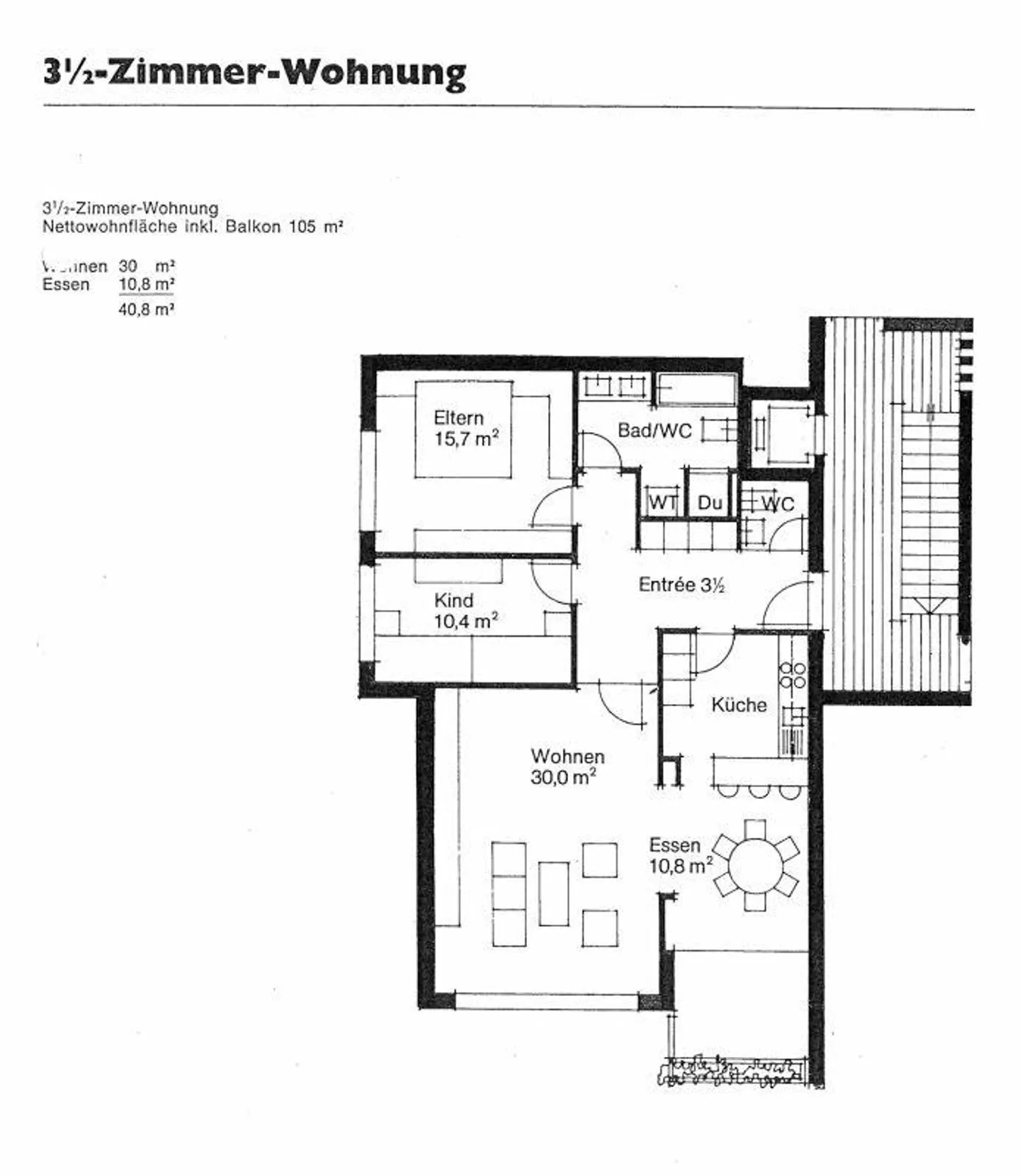 large 3.5 room apartment with balcony - Photo 11 of 12