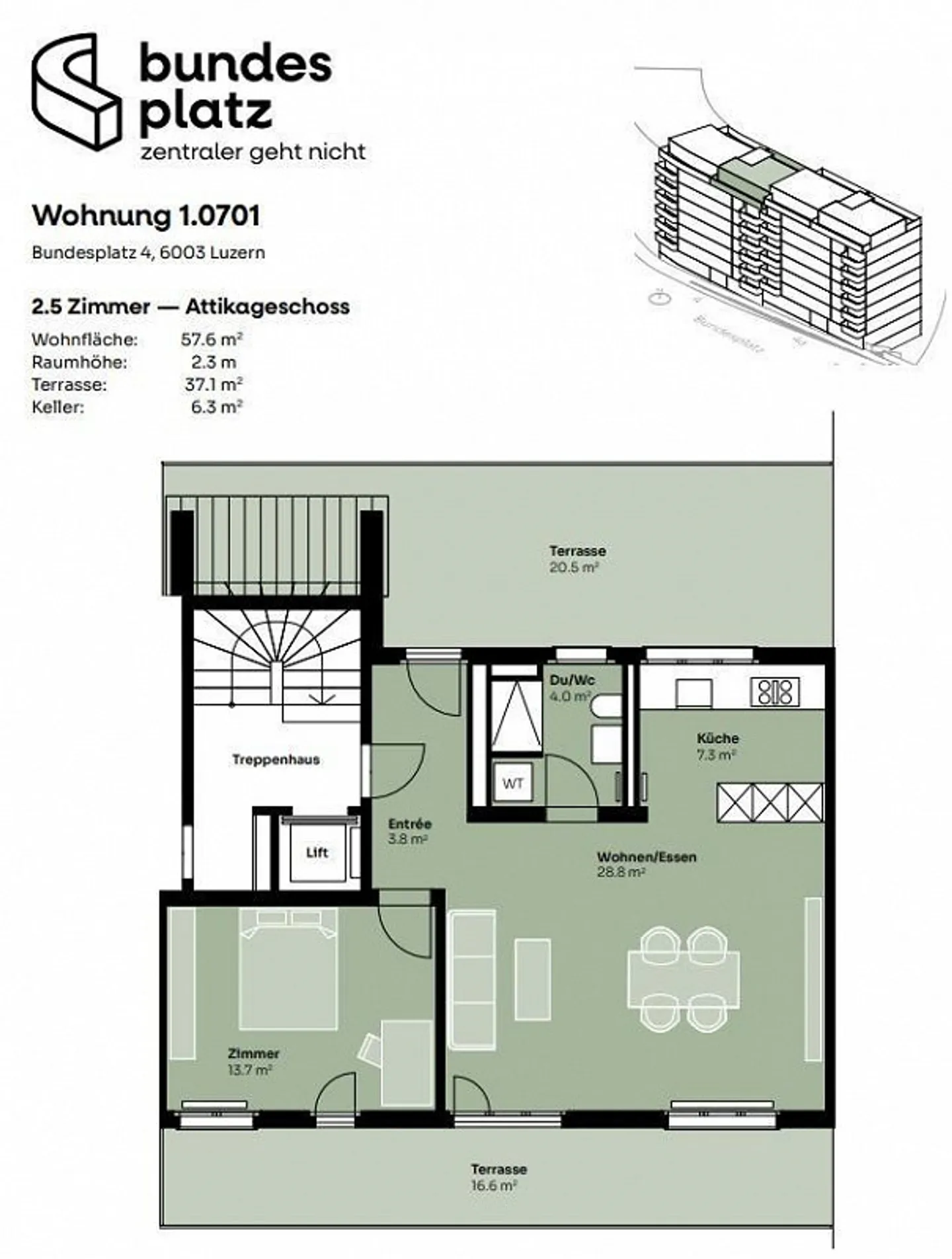 Penthouse apartment with two terraces directly at the Lucerne train station - Photo 10 of 11