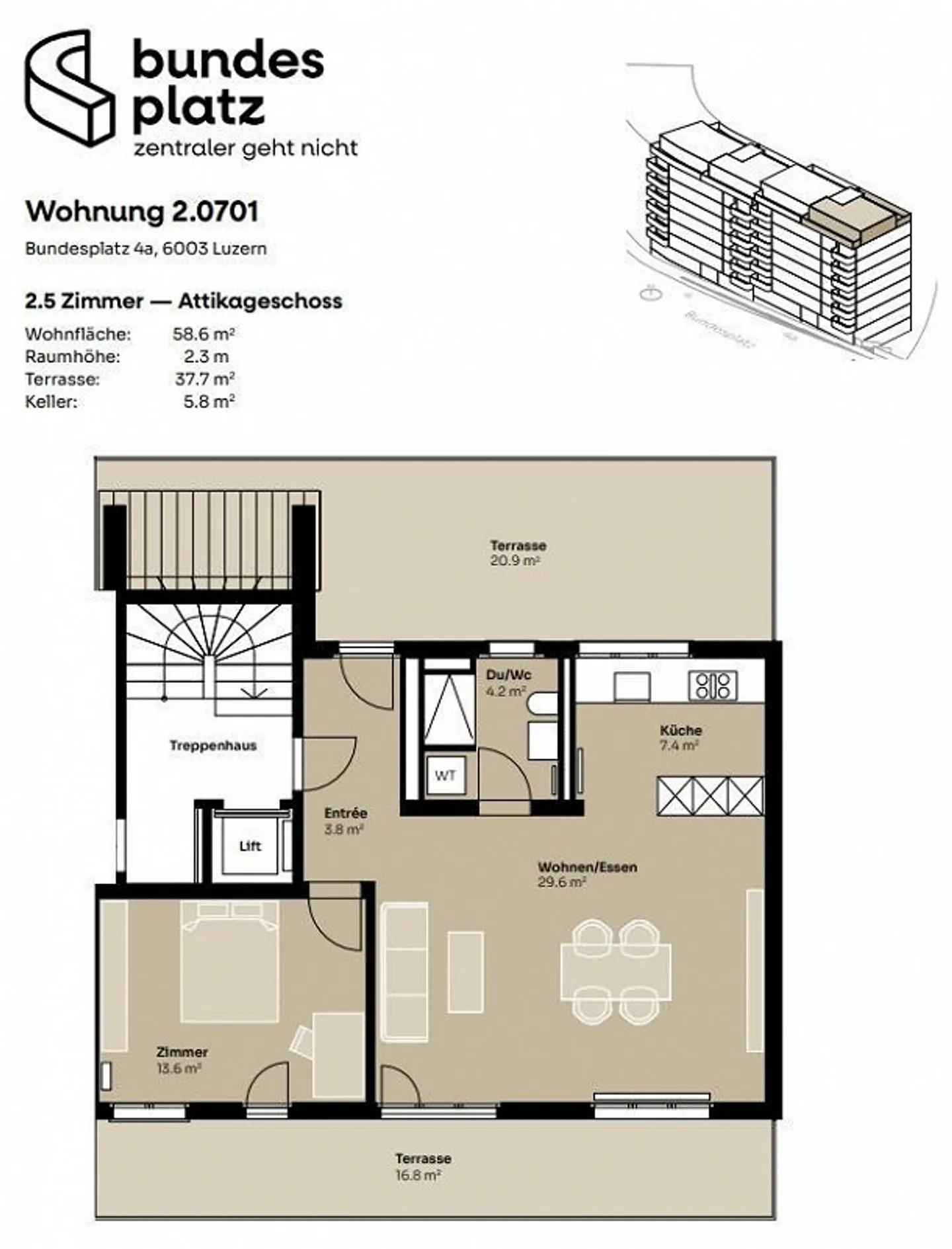 Penthouse apartment with two terraces directly at the Lucerne train station - Photo 11 of 11
