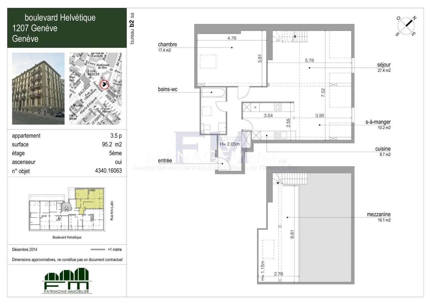 Stadtzentrum - Wohnung - Boulevard Helvétique - 3.5 Zimmer im 5. Stock - Foto 13 von 13