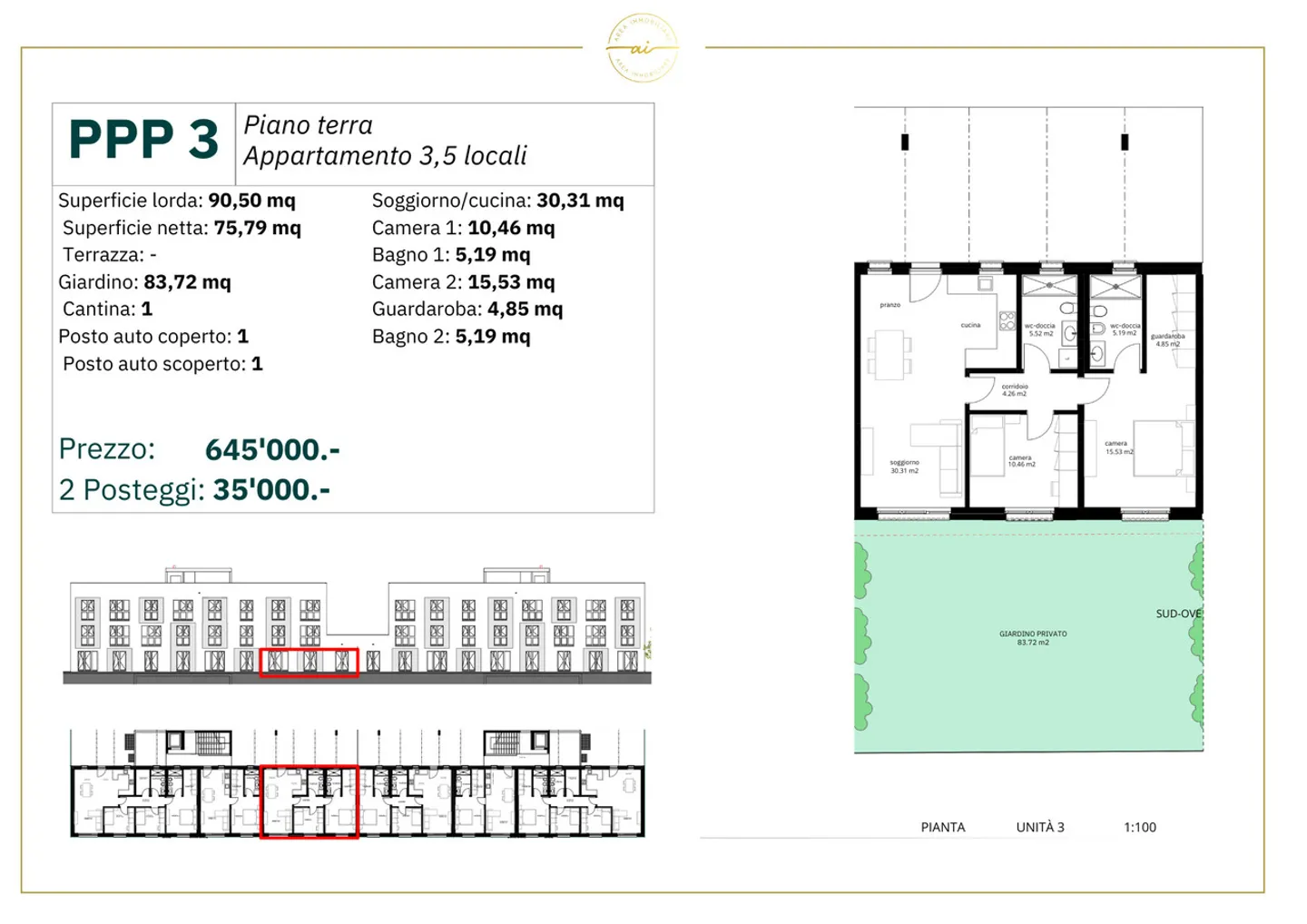 APPARTAMENTO 3.5 LOCALI CON GIARDINO DI NUOVA COSTRUZIONE - Foto 7 di 13