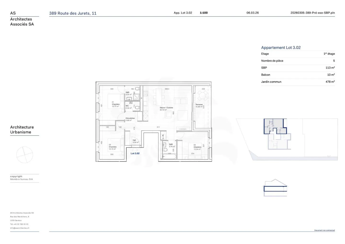 Appartamento 5P al 1° piano, 11, route des Jurêts a Choulex - Foto 11 di 11