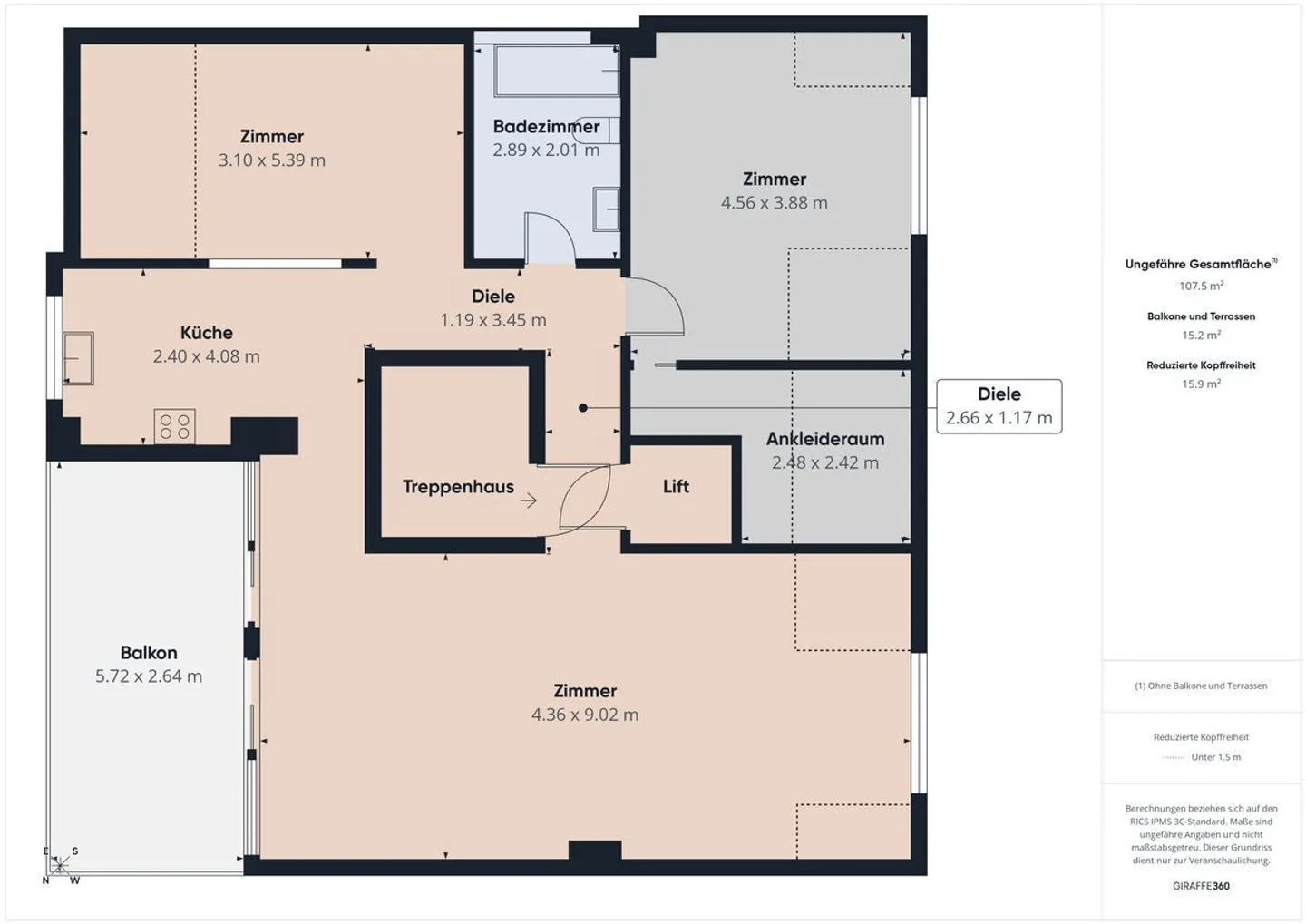 Charmante 3.5-Zimmer-Attikawohnung mit grossem Balkon und direktem Liftzugang - über den Dächern von Basel - Foto 9 von 9