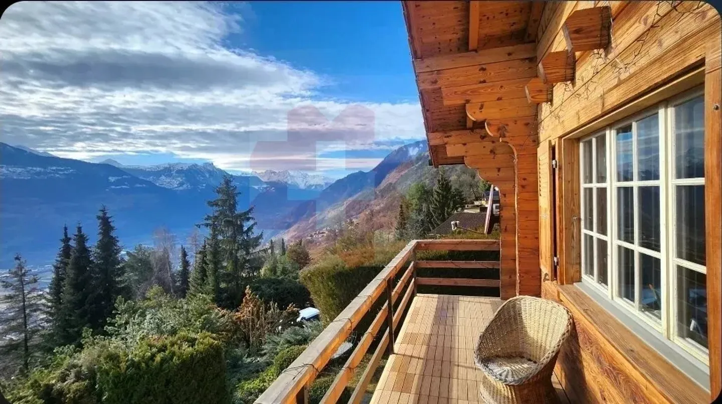 Magnificent Log Cabin with Panoramic View of the Valais - Photo 1 of 12