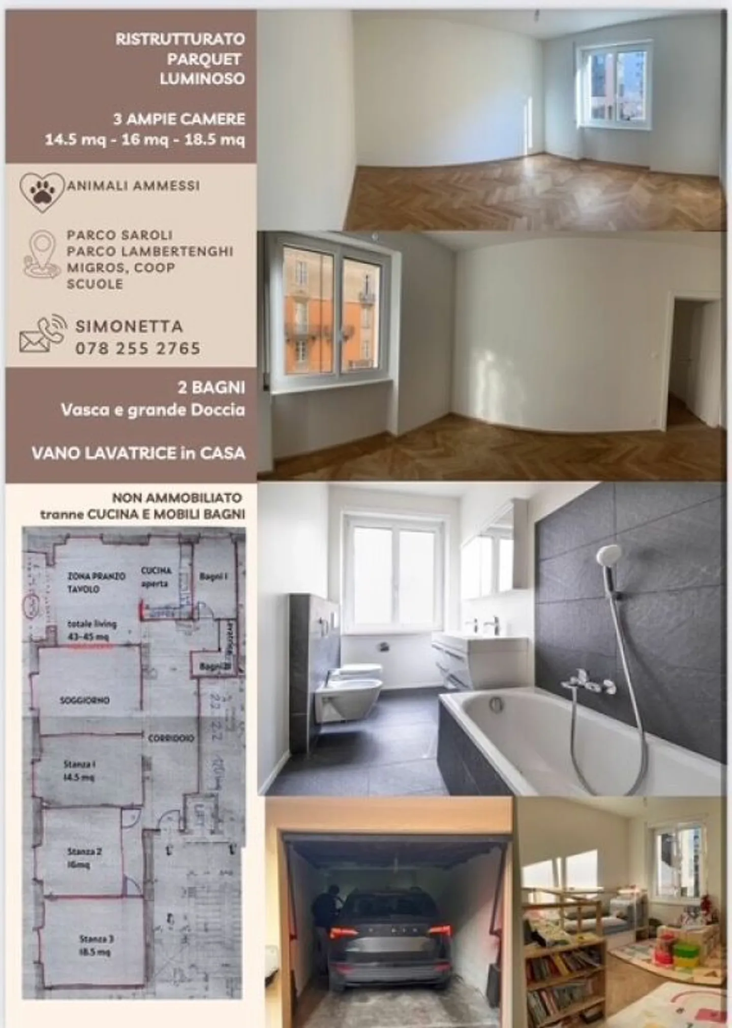 Gesucht Nachmieter 4.5 Zimmer renoviert in Lugano Zentrum - Foto 1 von 2