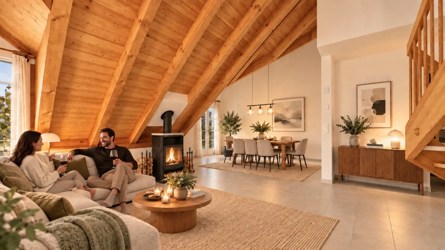 Living with a View - Charming 4.5-Room Duplex Apartment with Wooden Ambiance and View of Pfannenstiel - Photo 3 of 15