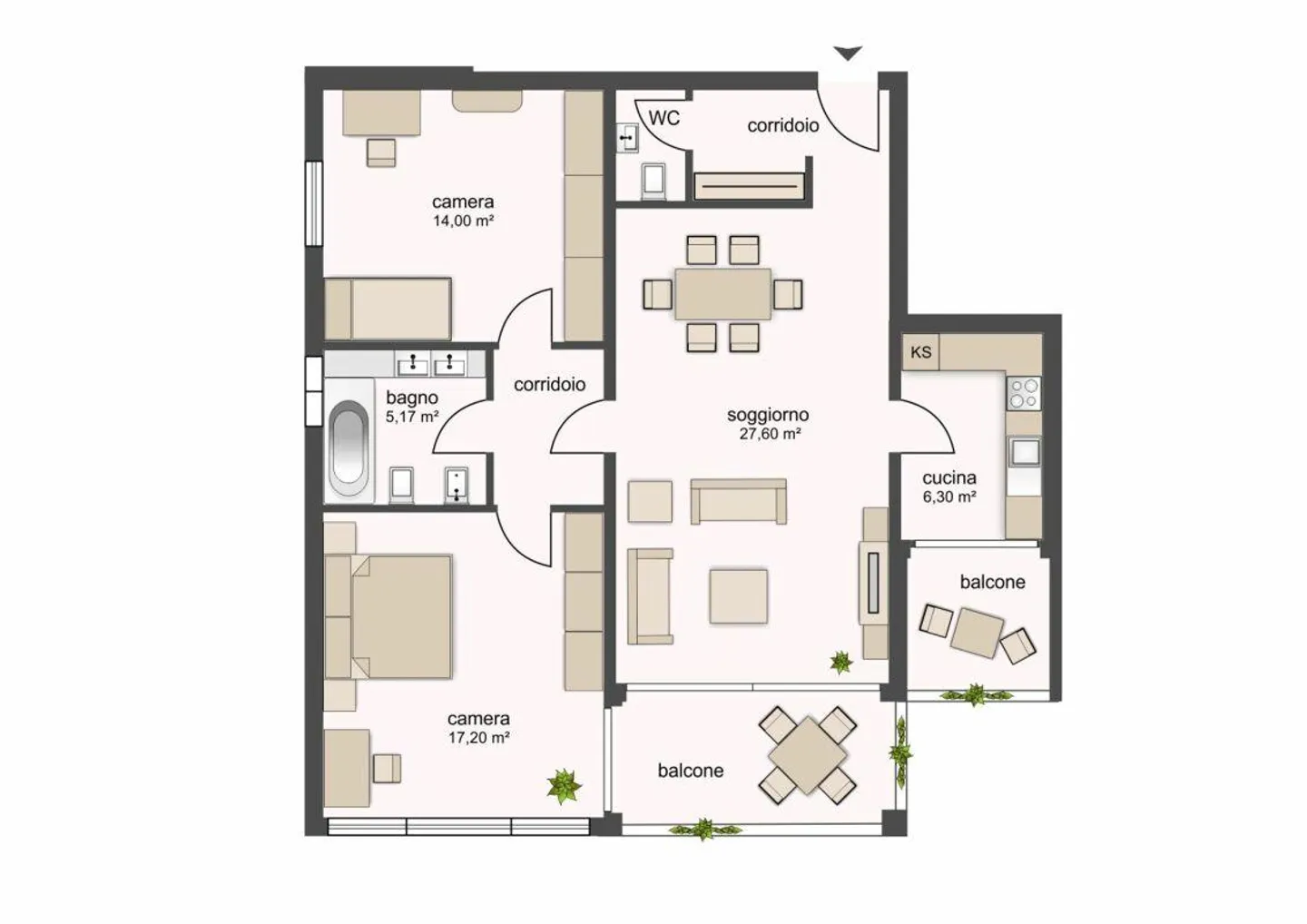 0100, Mendrisio, Via Borromini 19, Wohnung Nr. 301 - Foto 2 von 13