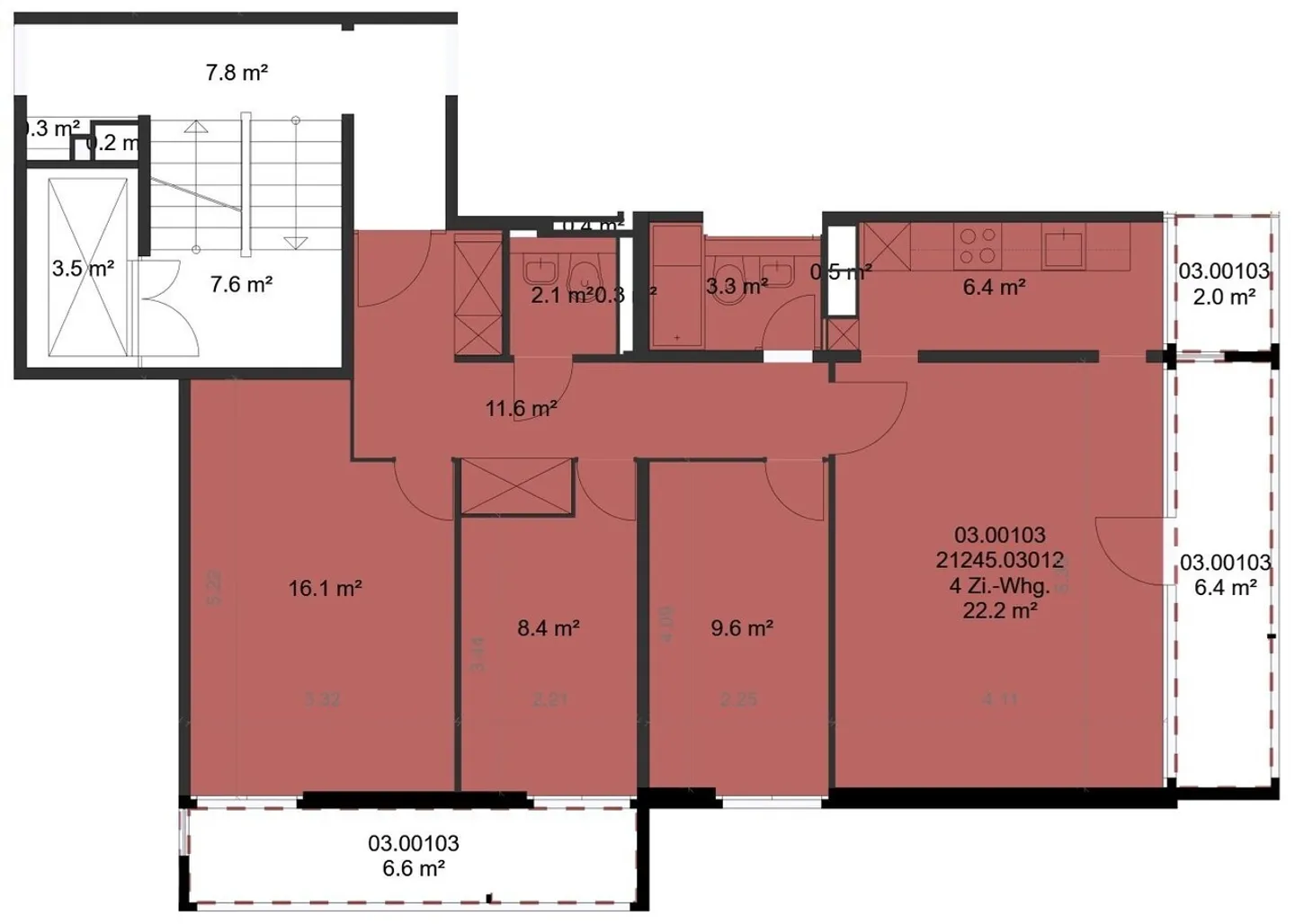 4-room apartment of 81 m2 on the 3rd floor - Photo 9 of 9