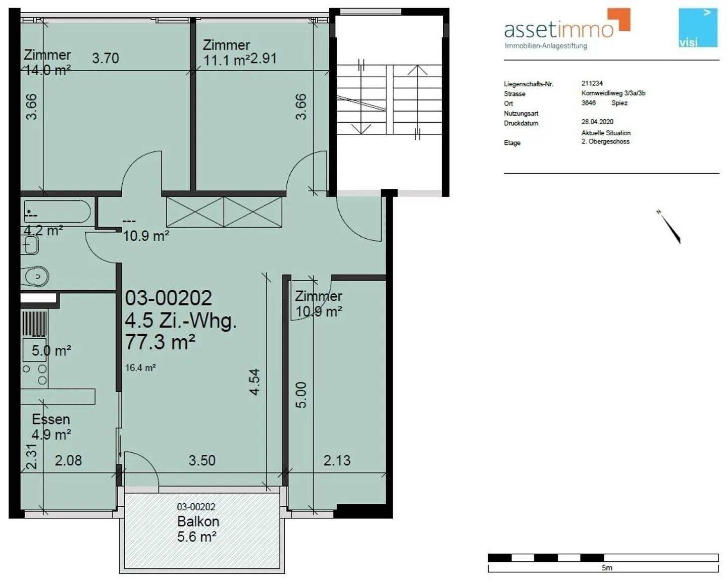 Modern 4.5-room apartment of 78 m² on the 2nd floor with sunny balcony - Photo 13 of 13