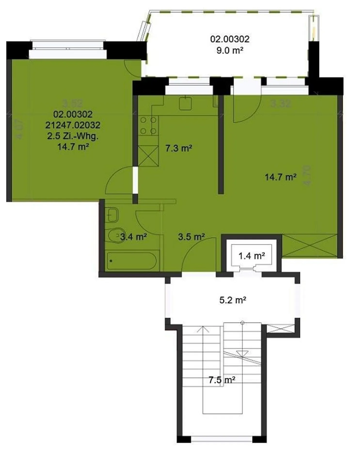 Appartement 2.5 pièces proche de la ville de 43 m2 au 3ème étage avec balcon - Photo 7 sur 7