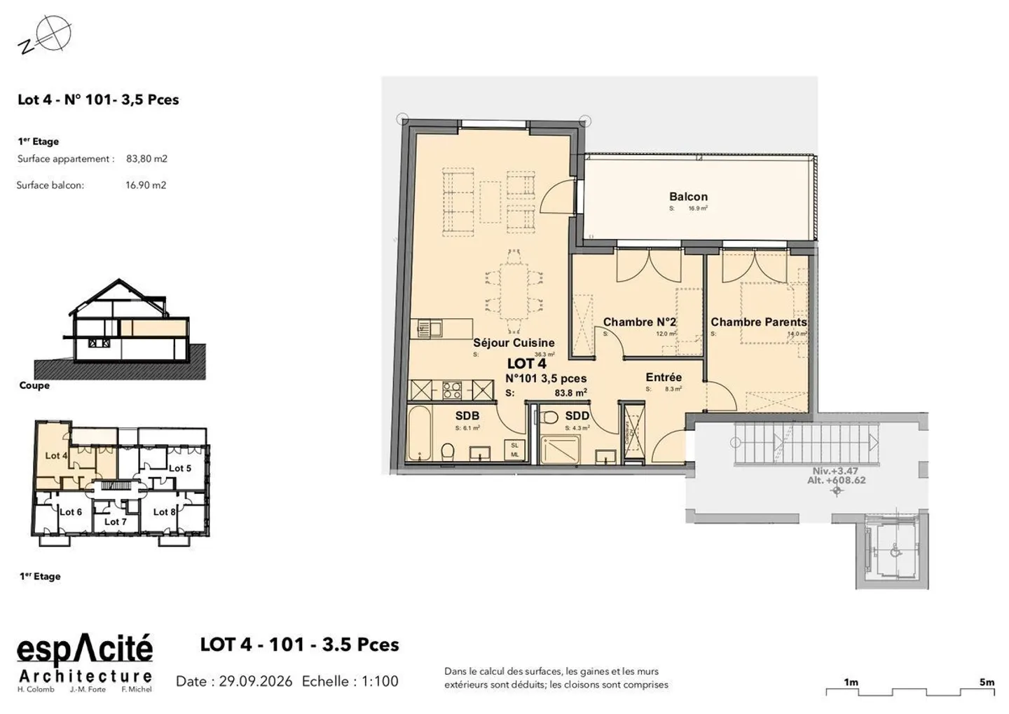 Los n4 - Neue 3,5-Zimmer-Wohnung im Herzen von Cheseaux-sur-Lausanne - Foto 2 von 6