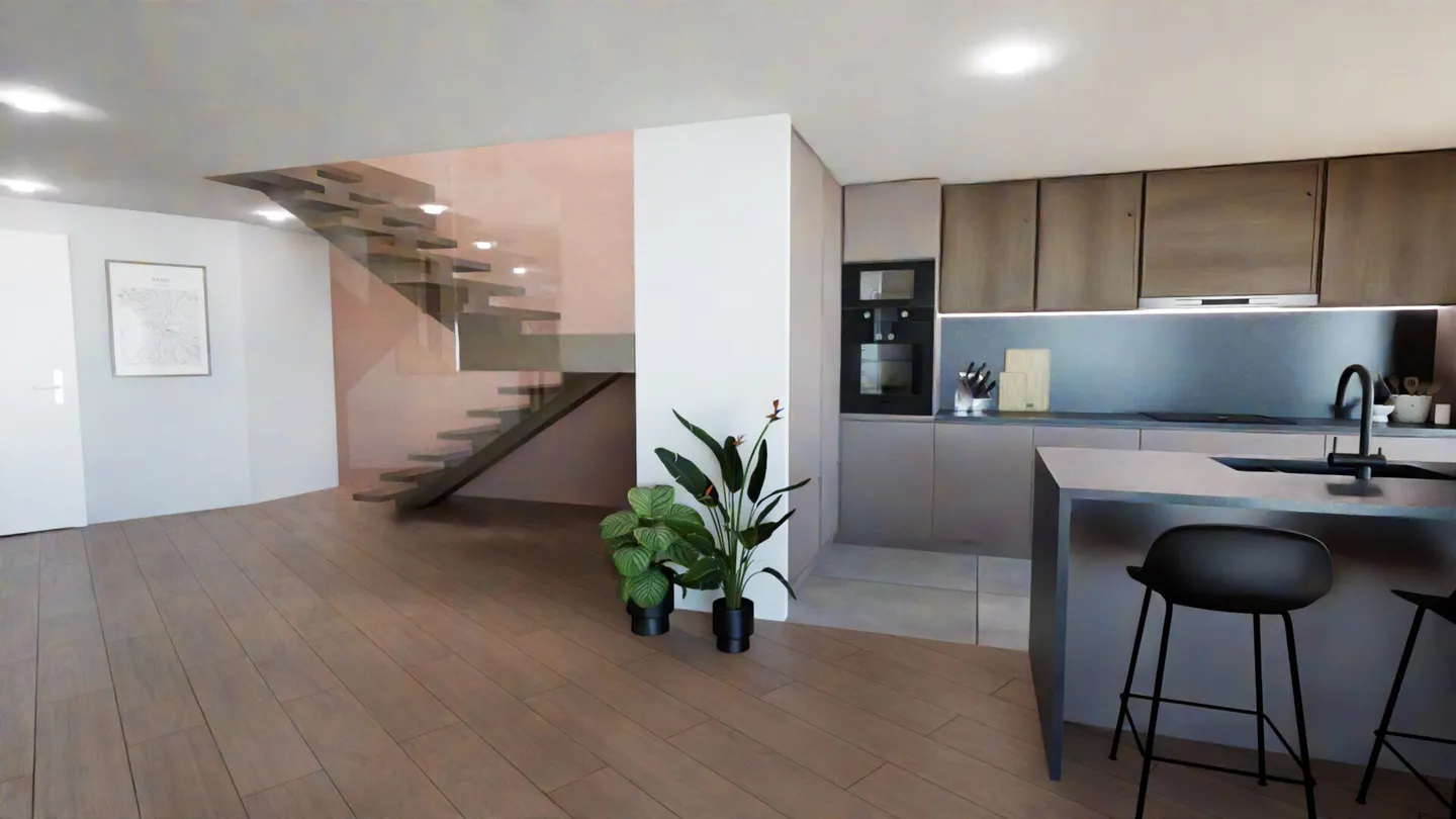 Superbe duplex de 5.5 pièces avec grand jardin et dégagement sur le lac Léman - Foto 5 di 8